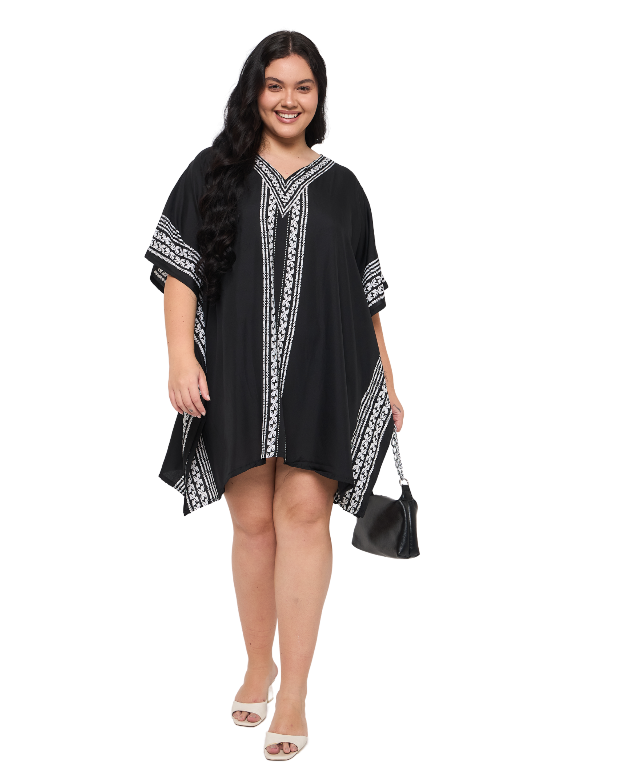 Striped Black Plus Size Tunic Top for Women
