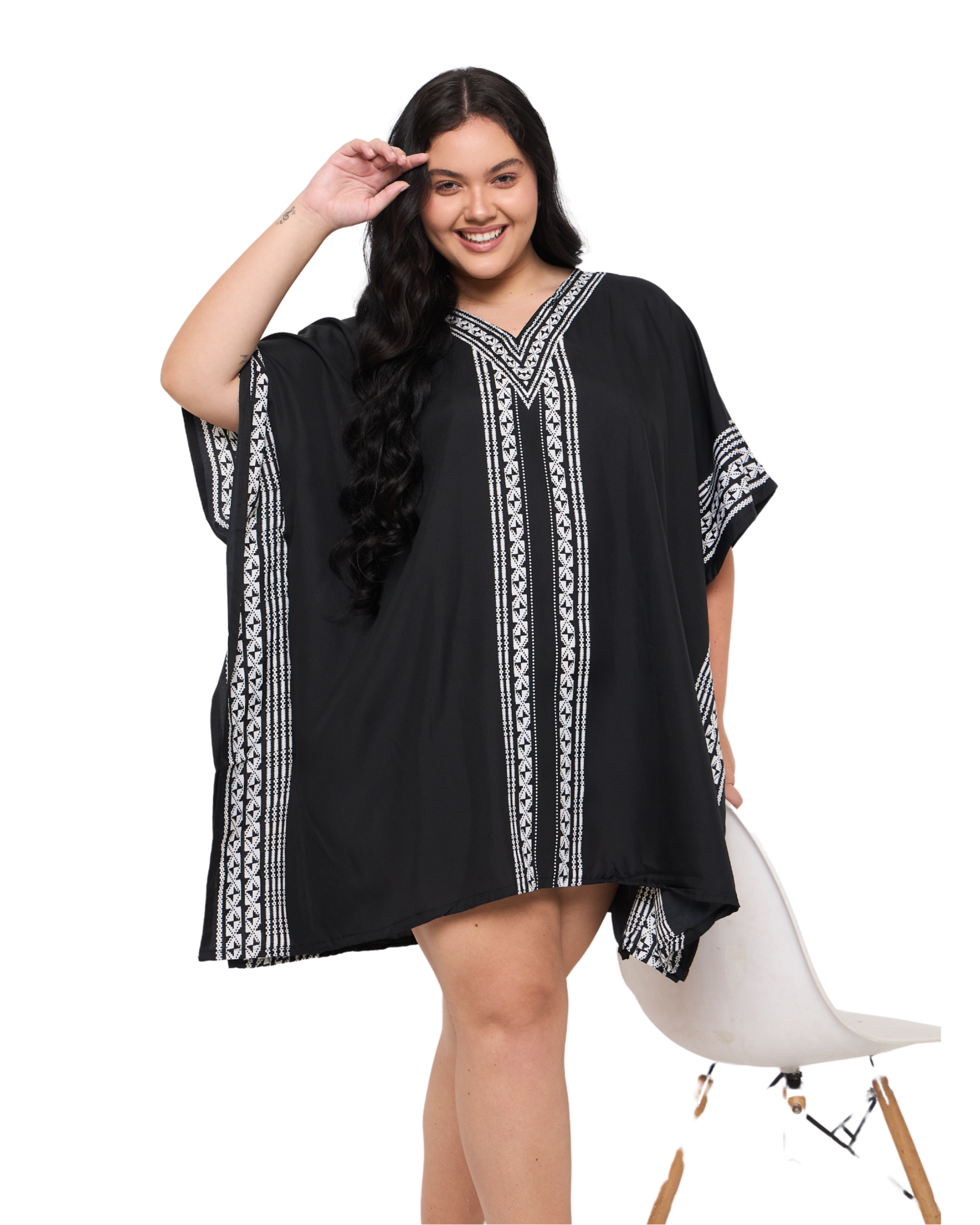Striped Black Plus Size Tunic Top for Women