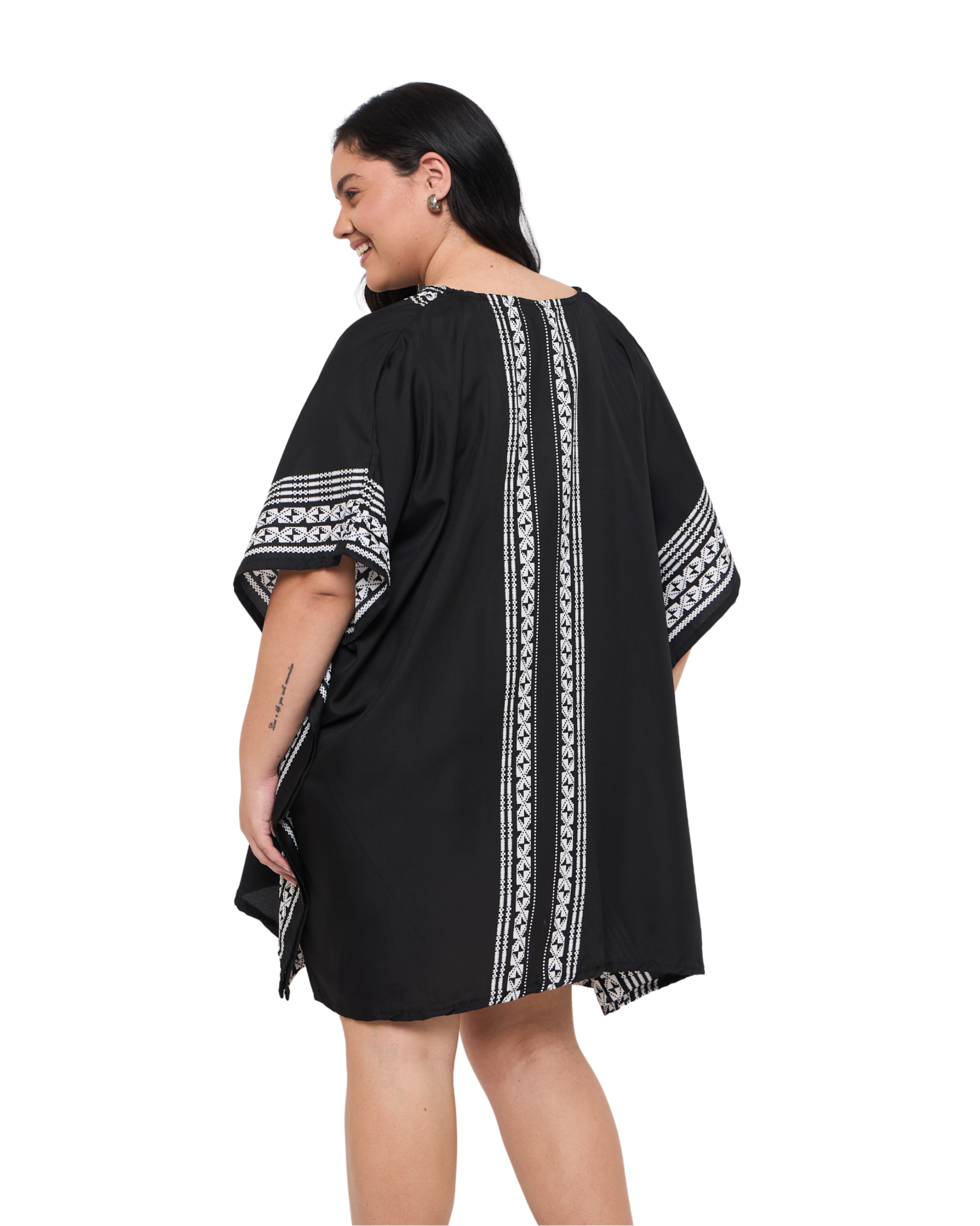 Striped Black Plus Size Tunic Top for Women