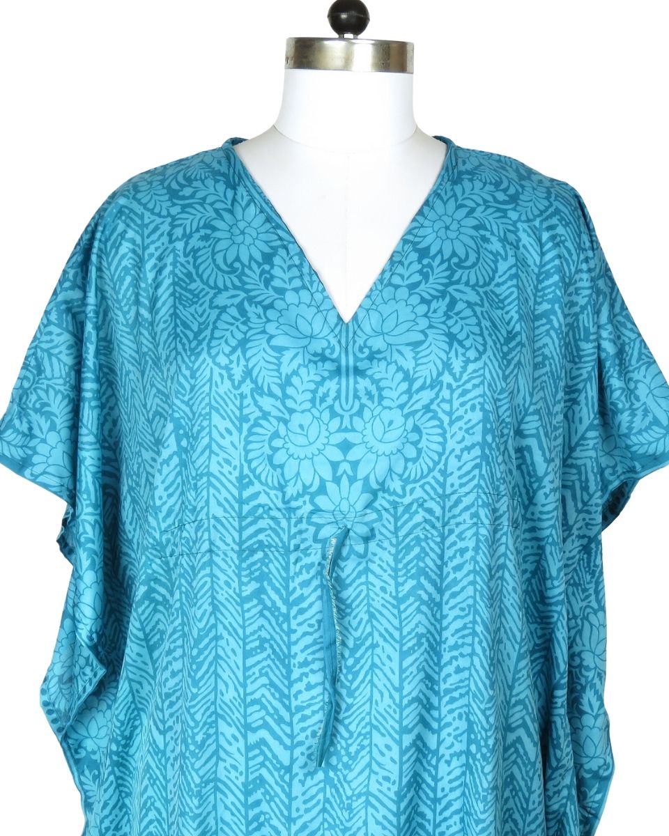 Floral Kimono Plus Size Kaftan Polyester Dress For Women