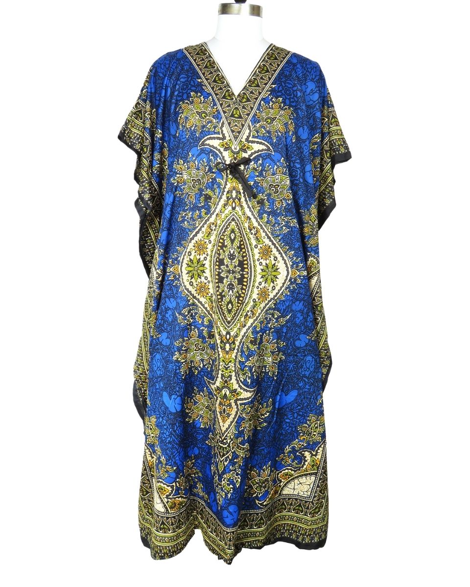 Polyester Paisley Print Kimono Sleeve Caftan For Plus Size Women