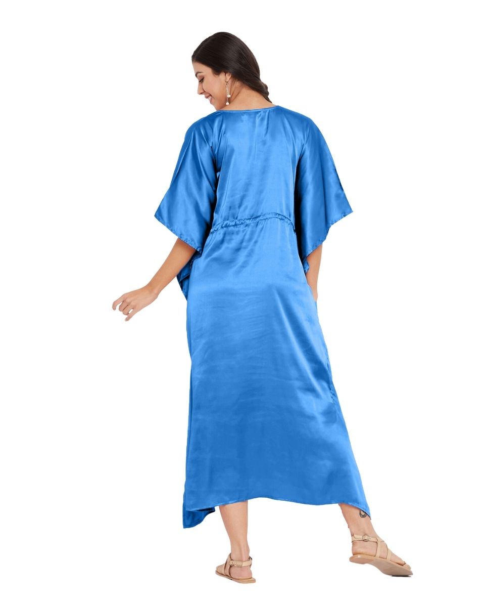 Satin Kaftan with Kimono Sleeves