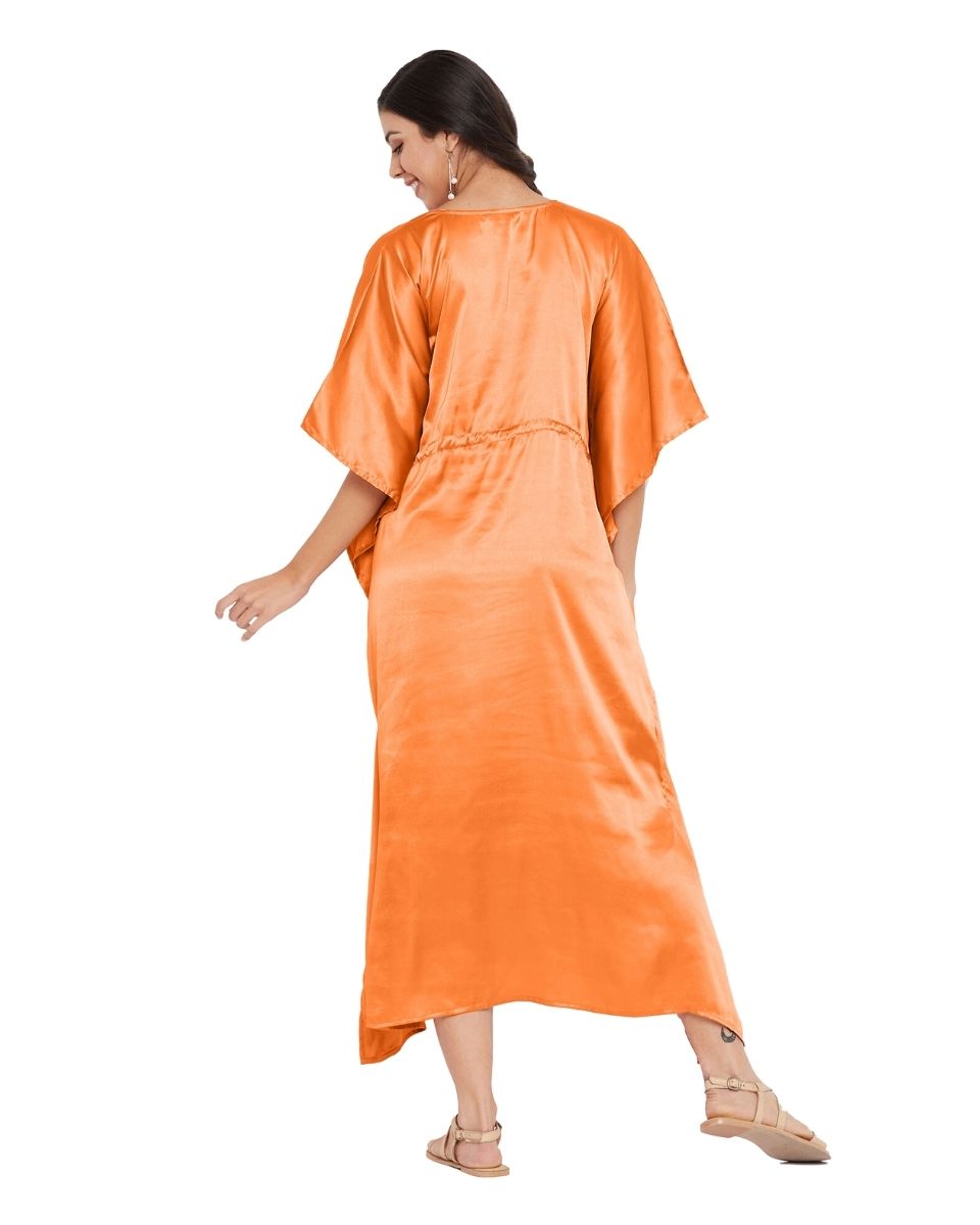 Satin Kaftan with Kimono Sleeves
