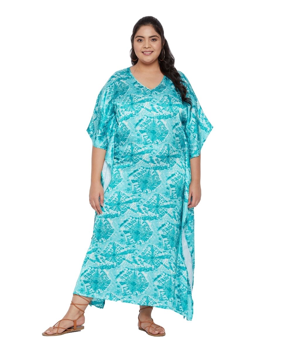 Sea green satin kaftan for woman