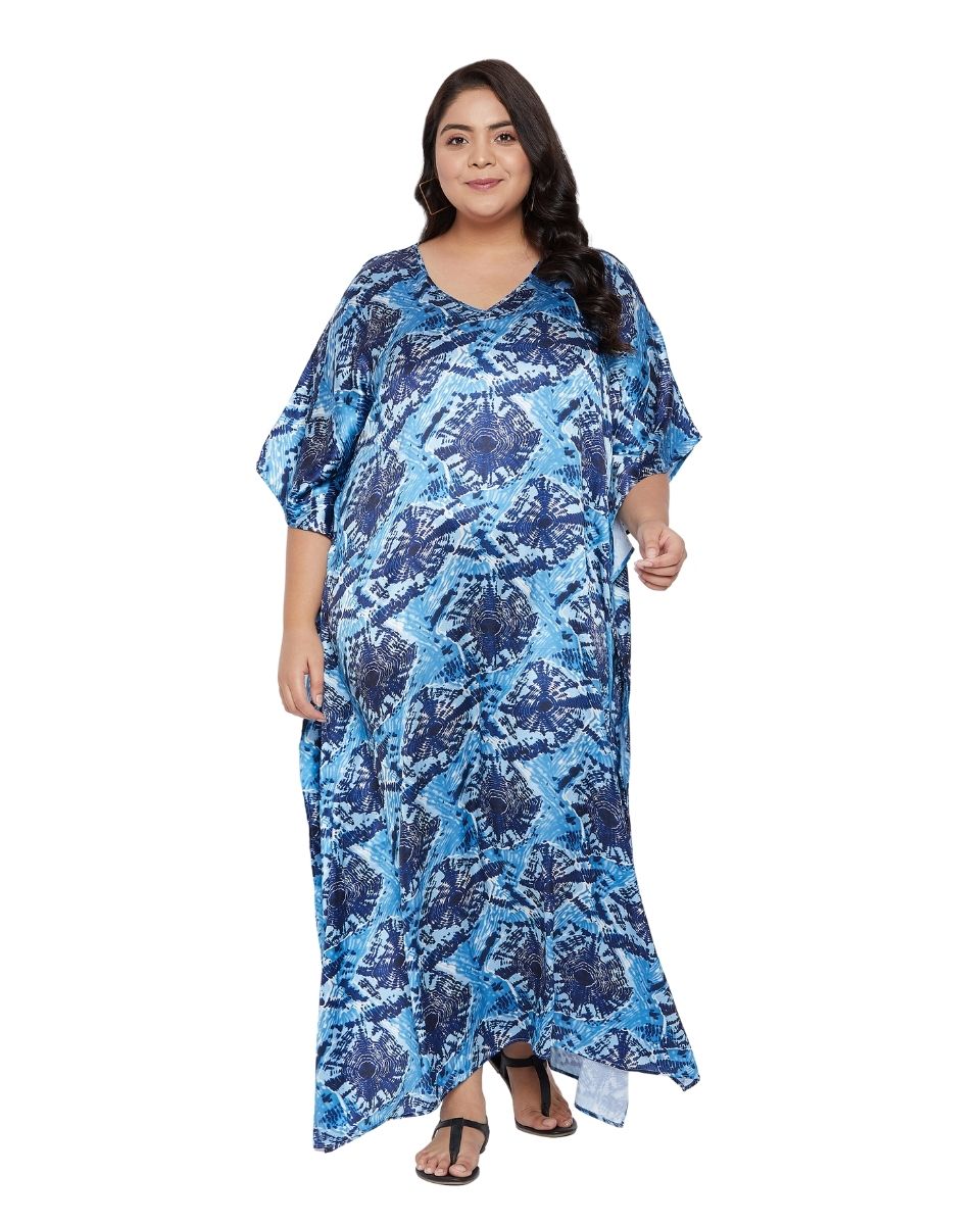Navy blue Satin kaftan dress
