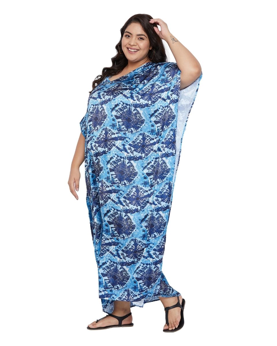 V-neck satin kaftan for woman