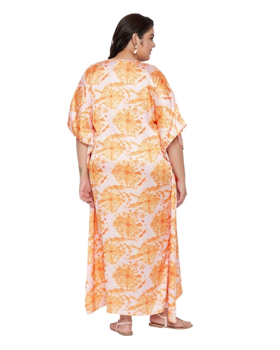 V- neck Satin kaftan for woman