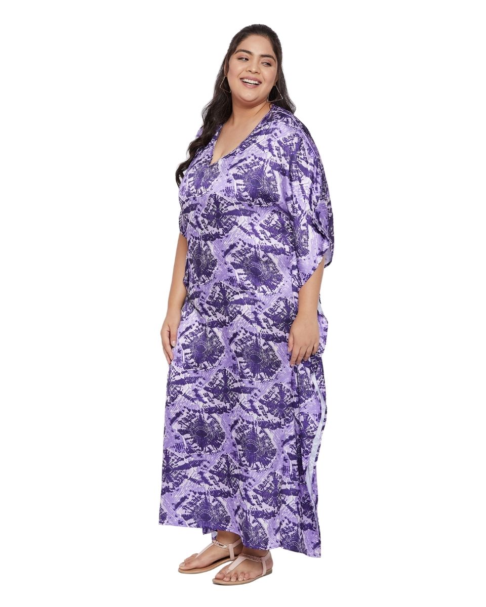 Loose sleeve satin caftan dress