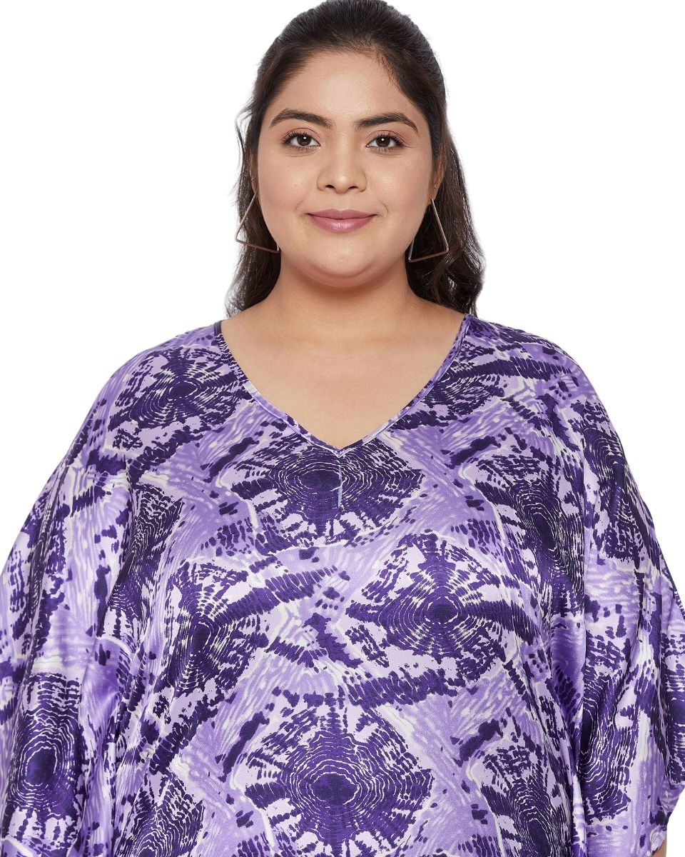 Plus size poly satin caftan dress