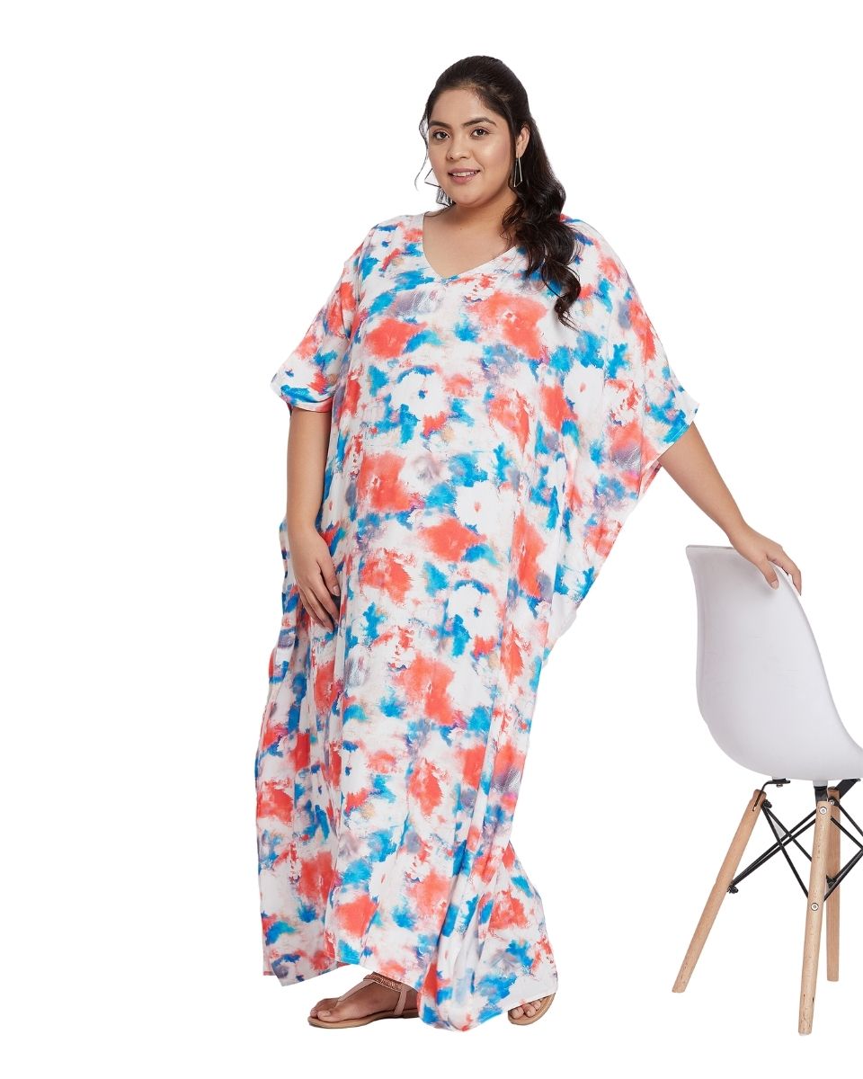 Multicolor Satin Kaftan Style