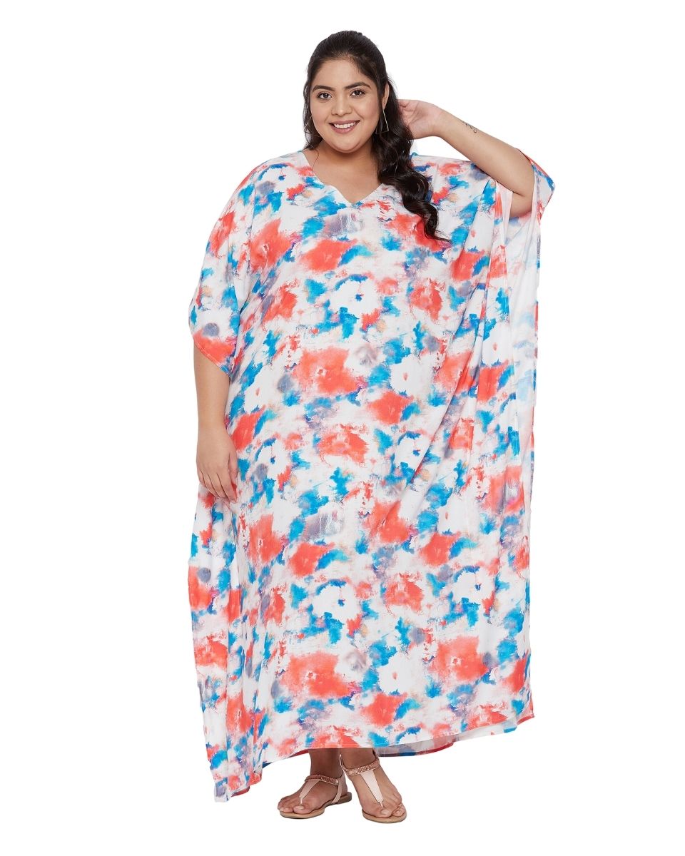 Multicolor Satin Kaftan Dress