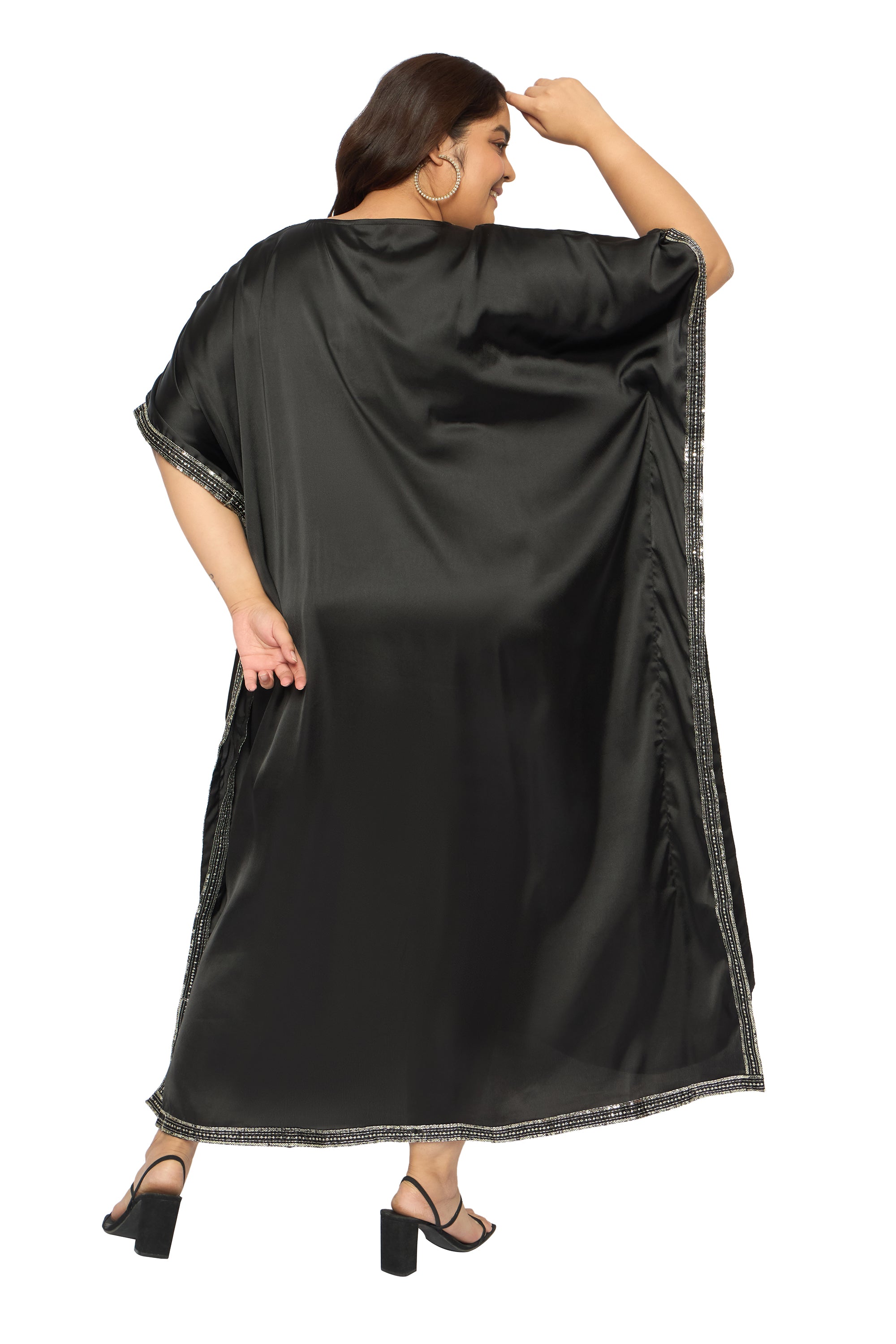 Gypsie Blu Satin Sequin Kaftan Dress For Plus Size Women