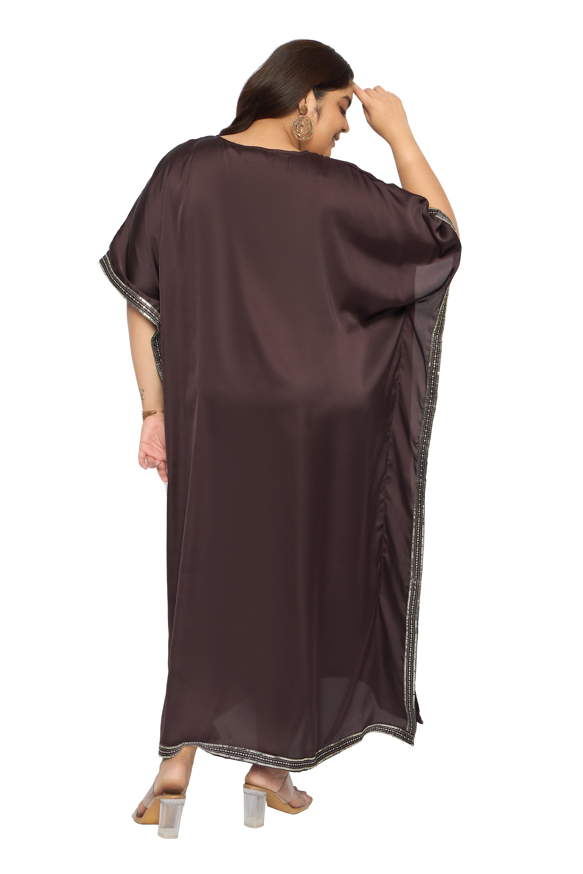 Gypsie Blu Satin Sequin Kaftan Dress For Plus Size Women