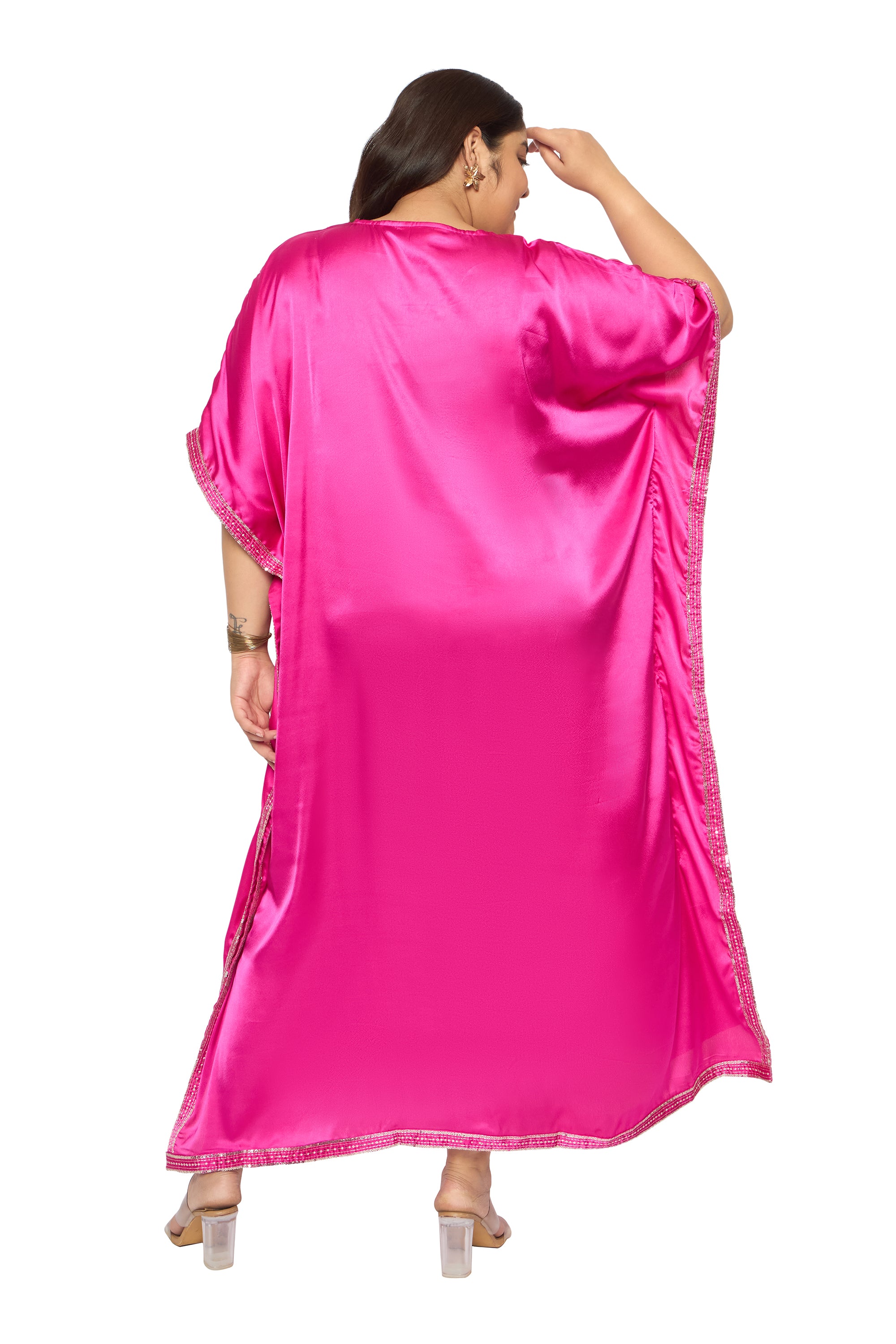 Gypsie Blu Satin Sequin Kaftan Dress For Plus Size Women