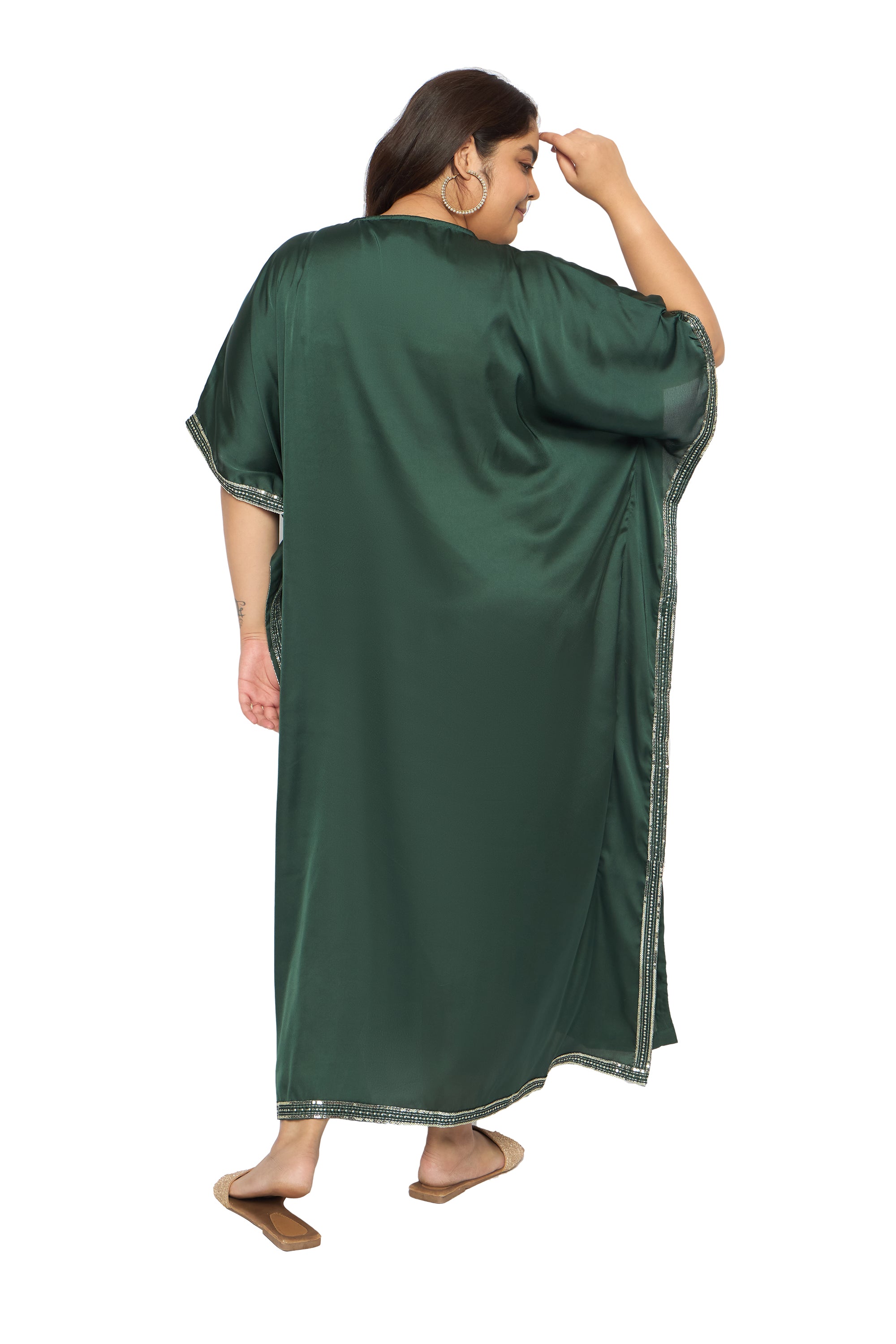 Gypsie Blu Satin Sequin Kaftan Dress For Plus Size Women