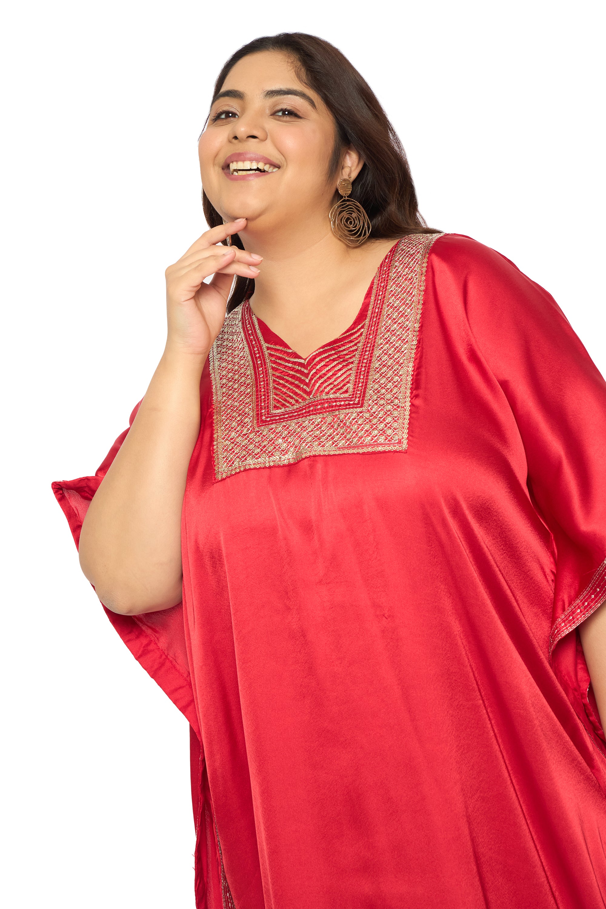 Gypsie Blu Satin Sequin Kaftan Dress For Plus Size Women