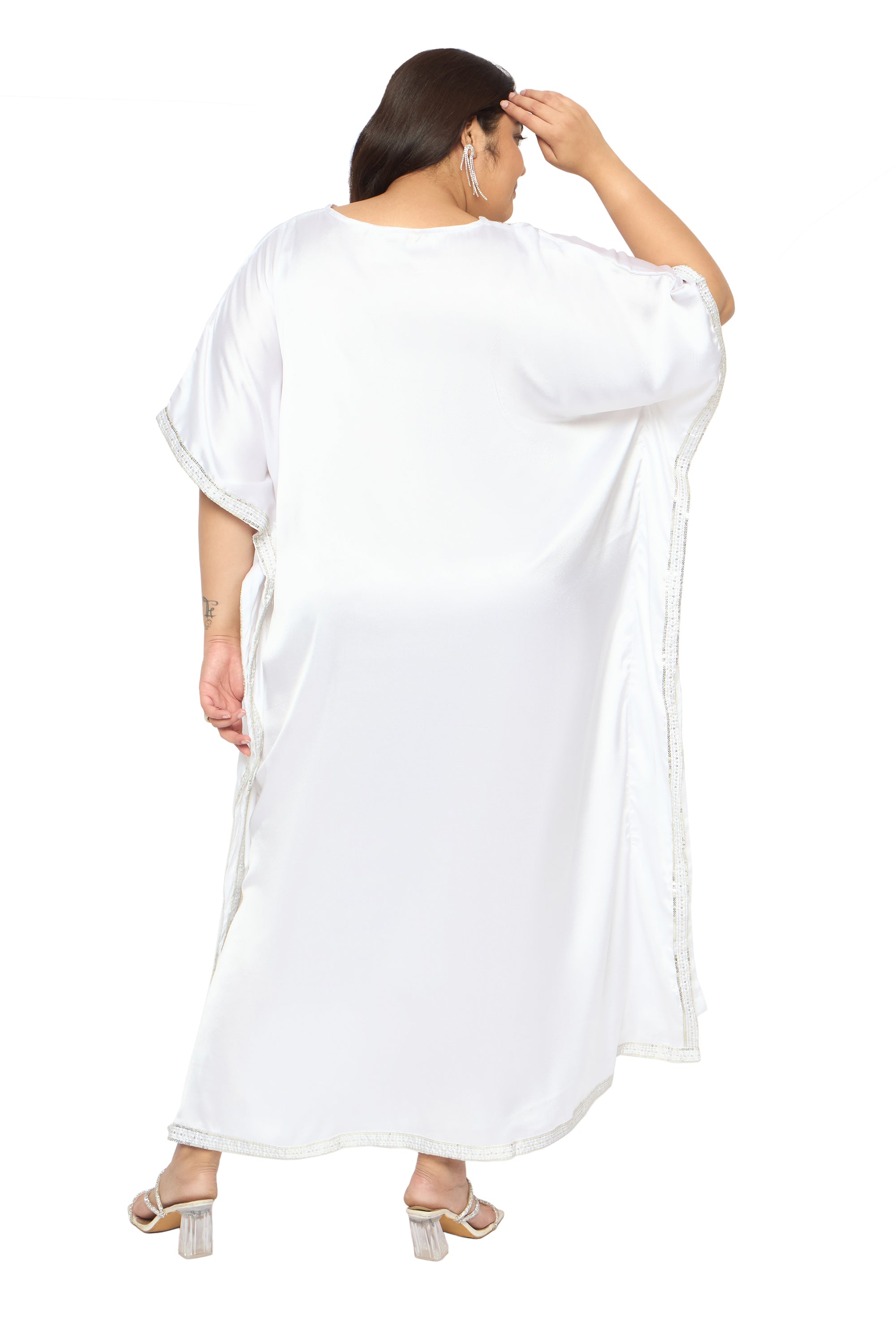 Gypsie Blu Satin Sequin Kaftan Dress For Plus Size Women
