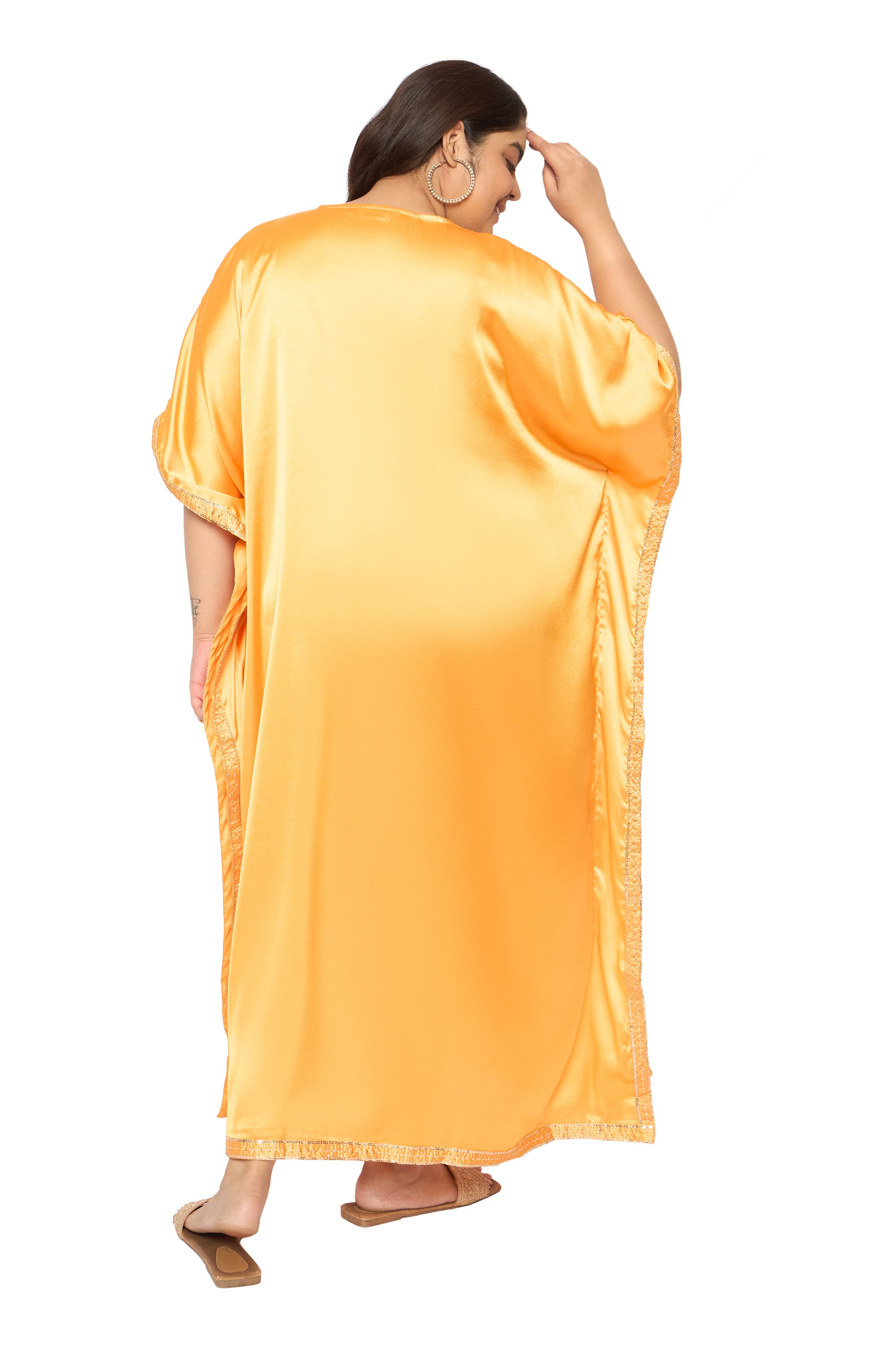 Gypsie Blu Satin Sequin Kaftan Dress For Plus Size Women