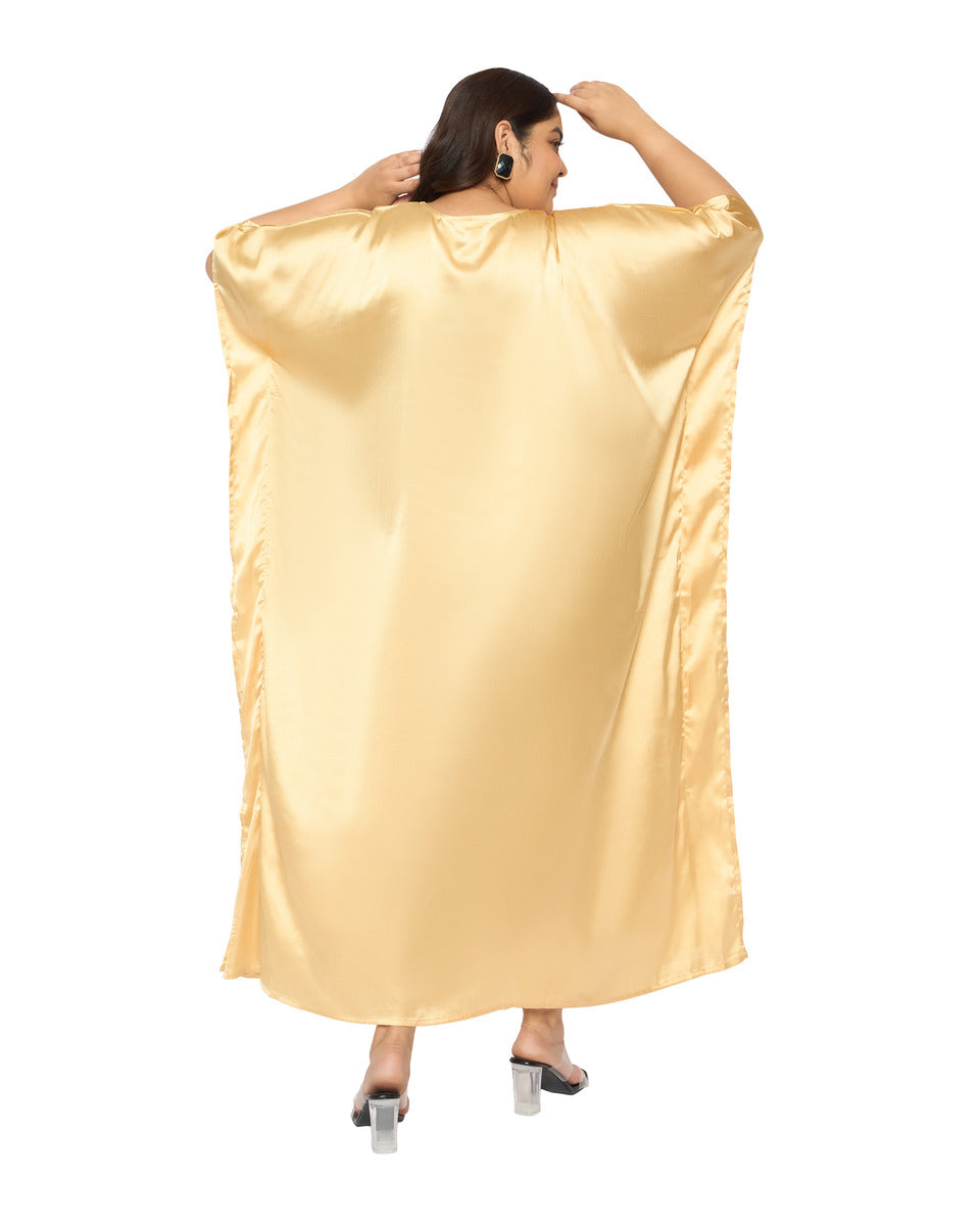 Satin Plus Size Kimono Style Loungewear Kaftan Dress for Women