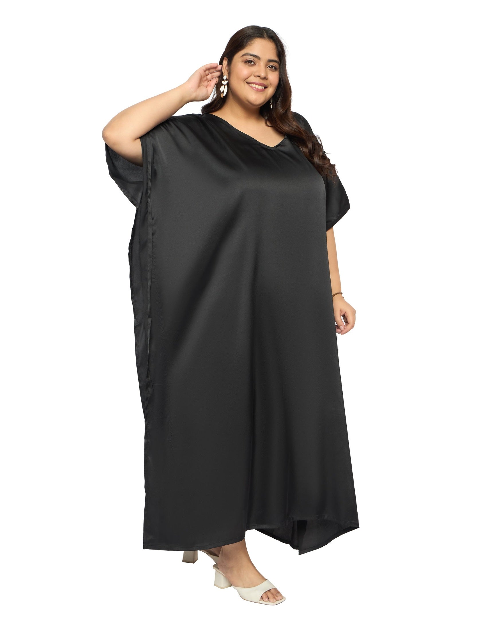 Satin Plus Size Loungewear Kaftan Dress for Women
