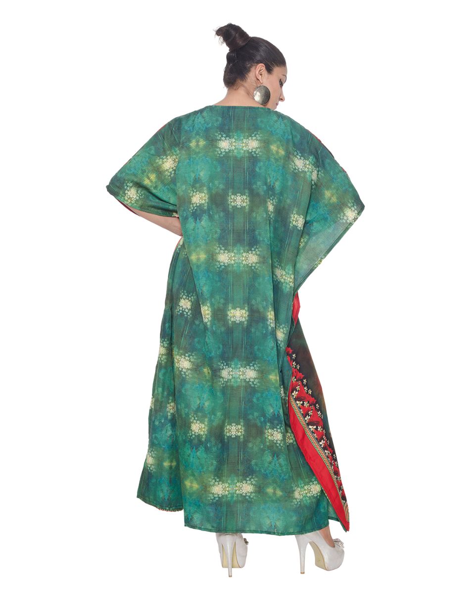 Plus Size Women Floral Printed Loose Maxi Polyester Caftan