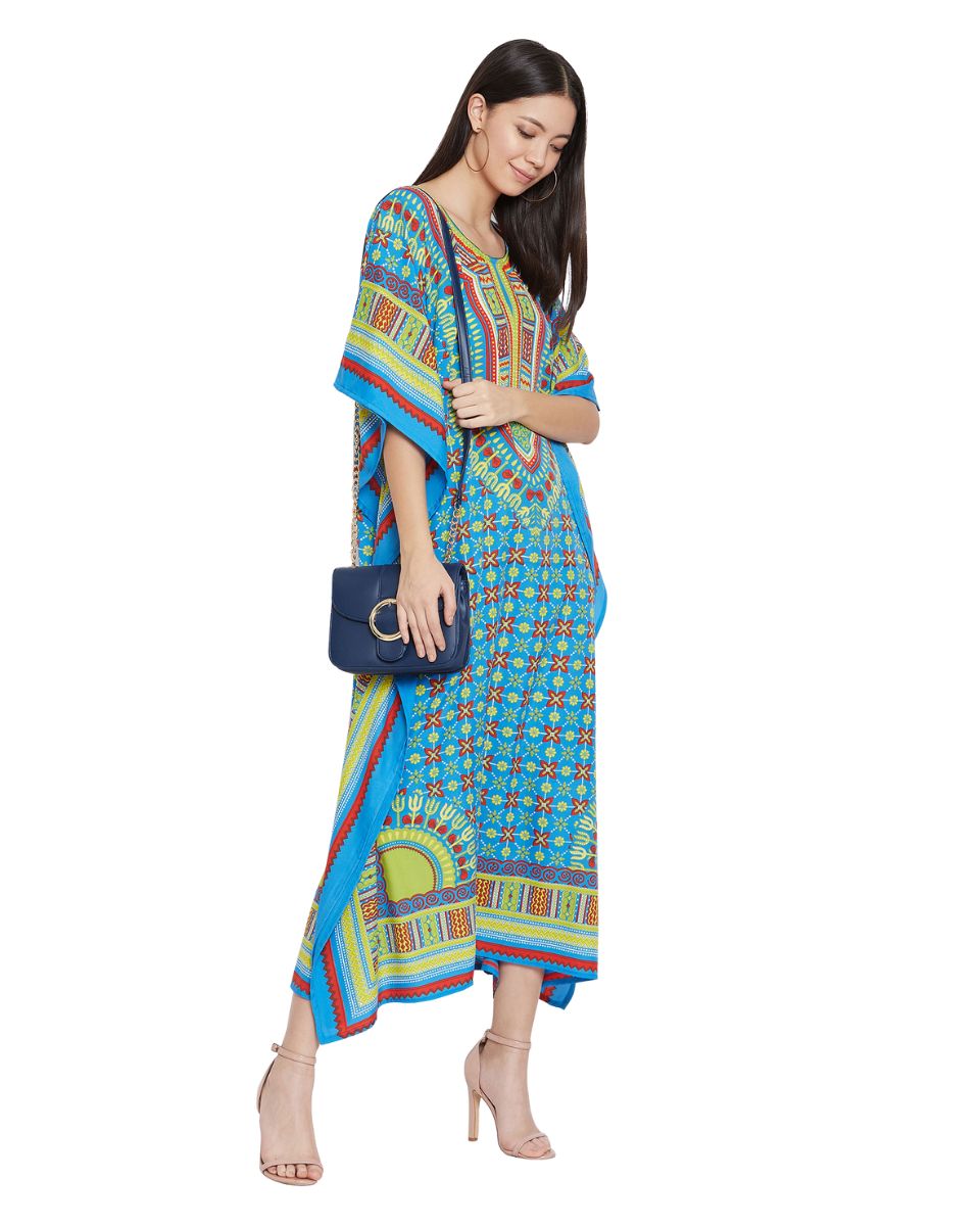 Dashiki Pattern Plus Size Long Caftan Dress For Women