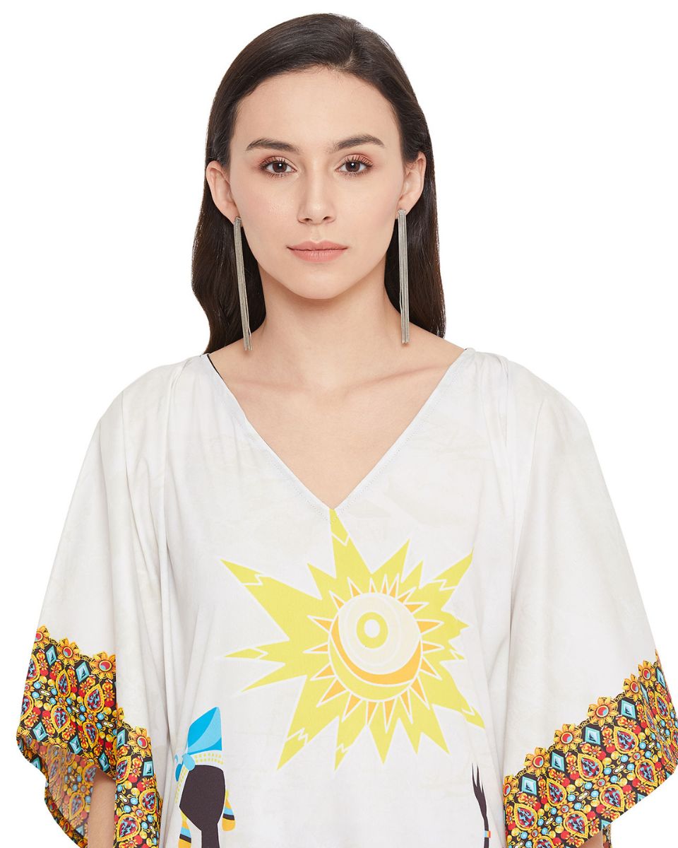 Multicolor Print Tribal Polyester Kaftan For Plus Size Women