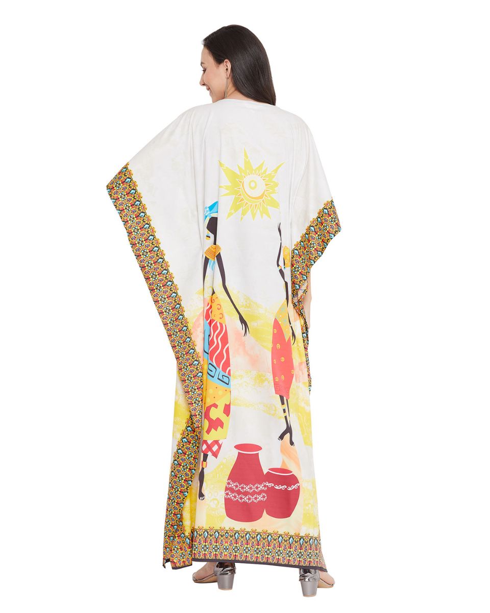 Multicolor Print Tribal Polyester Kaftan For Plus Size Women