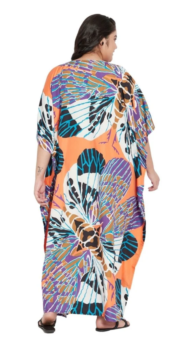 Multicolor Abstract Butterfly Plus Size Kaftan for Women 1X-3X | GypsieBlu