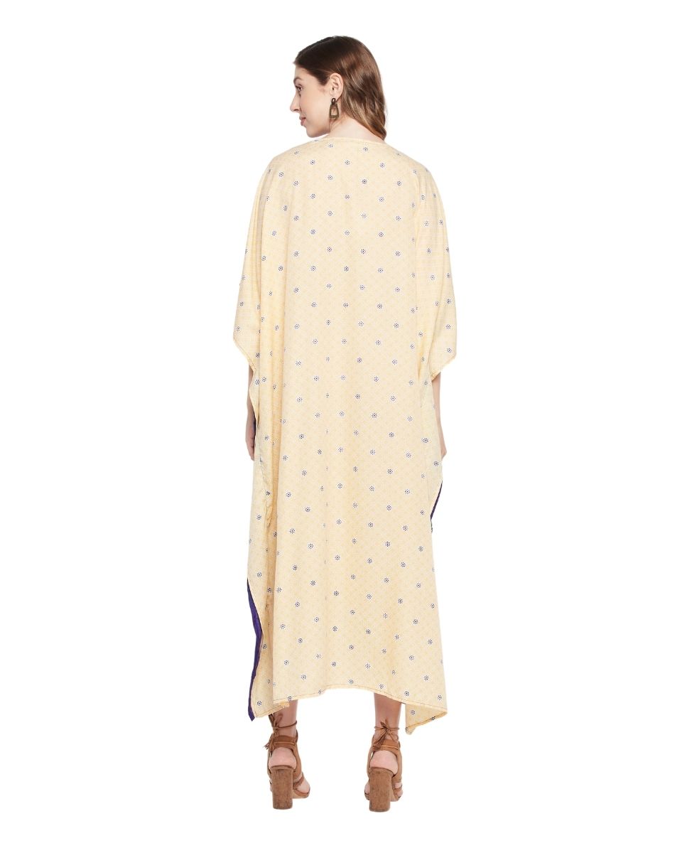 Off White Dashiki Print Polyester Kaftan For Plus Size Women