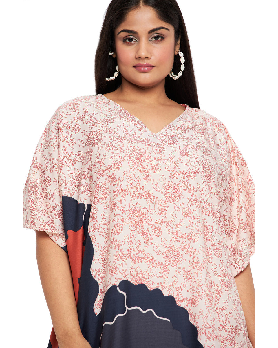 Lady Printed Polyester Kaftan Plus Size Dress for Women