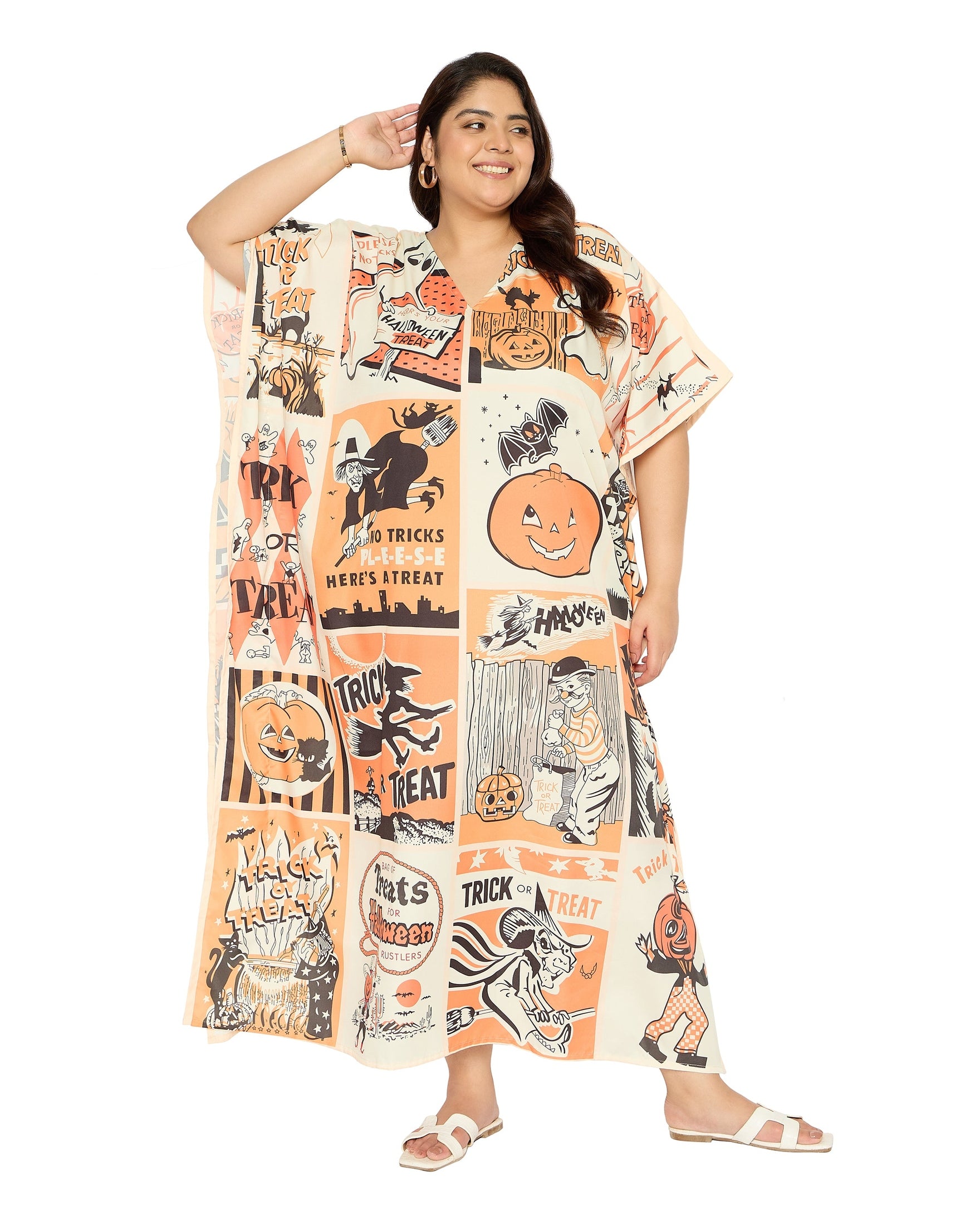Halloween Polyester Plus Size kaftan House Dress for Women