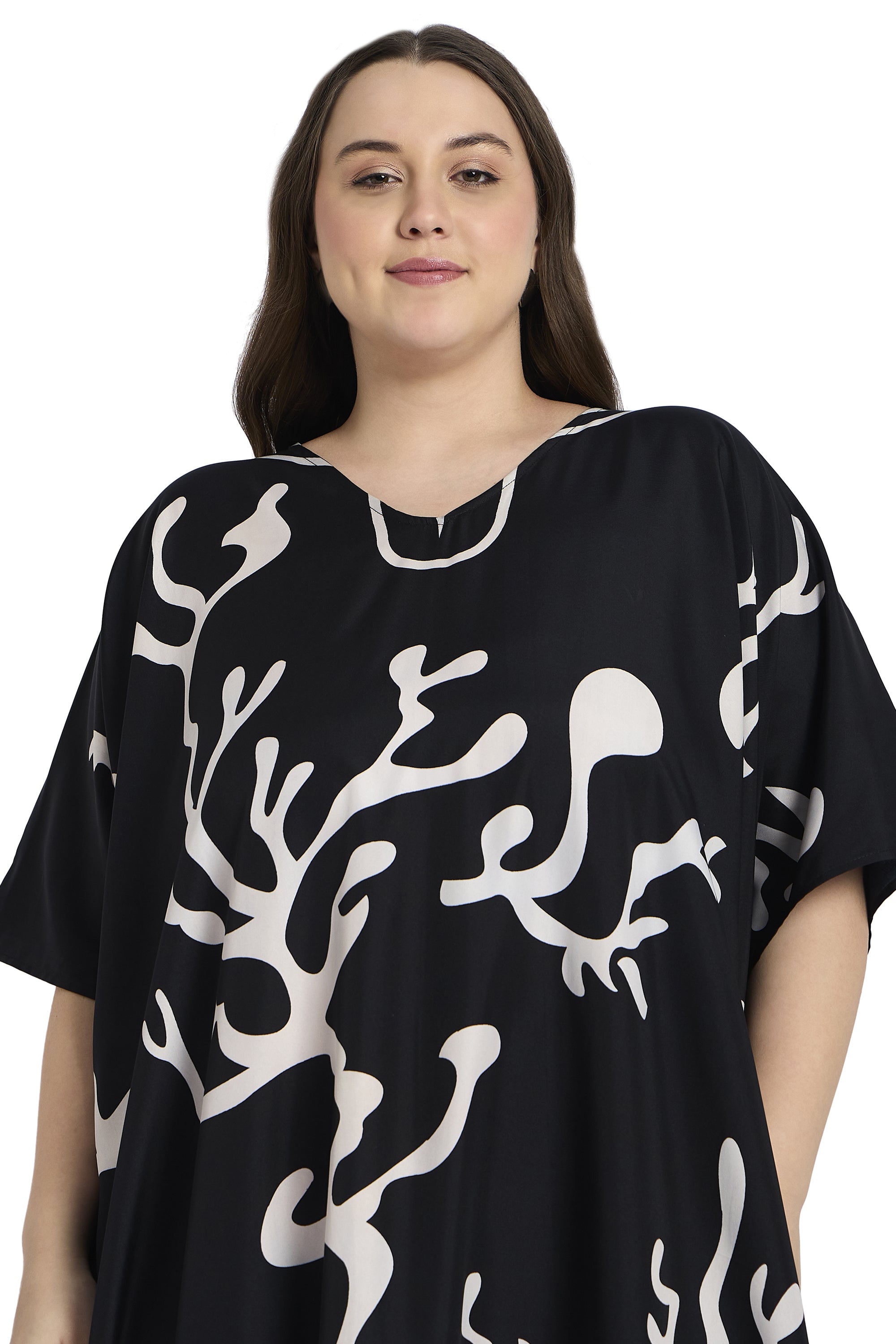 Gypsie Blu Abstract Print Women Plus Size Beach Caftan Dress
