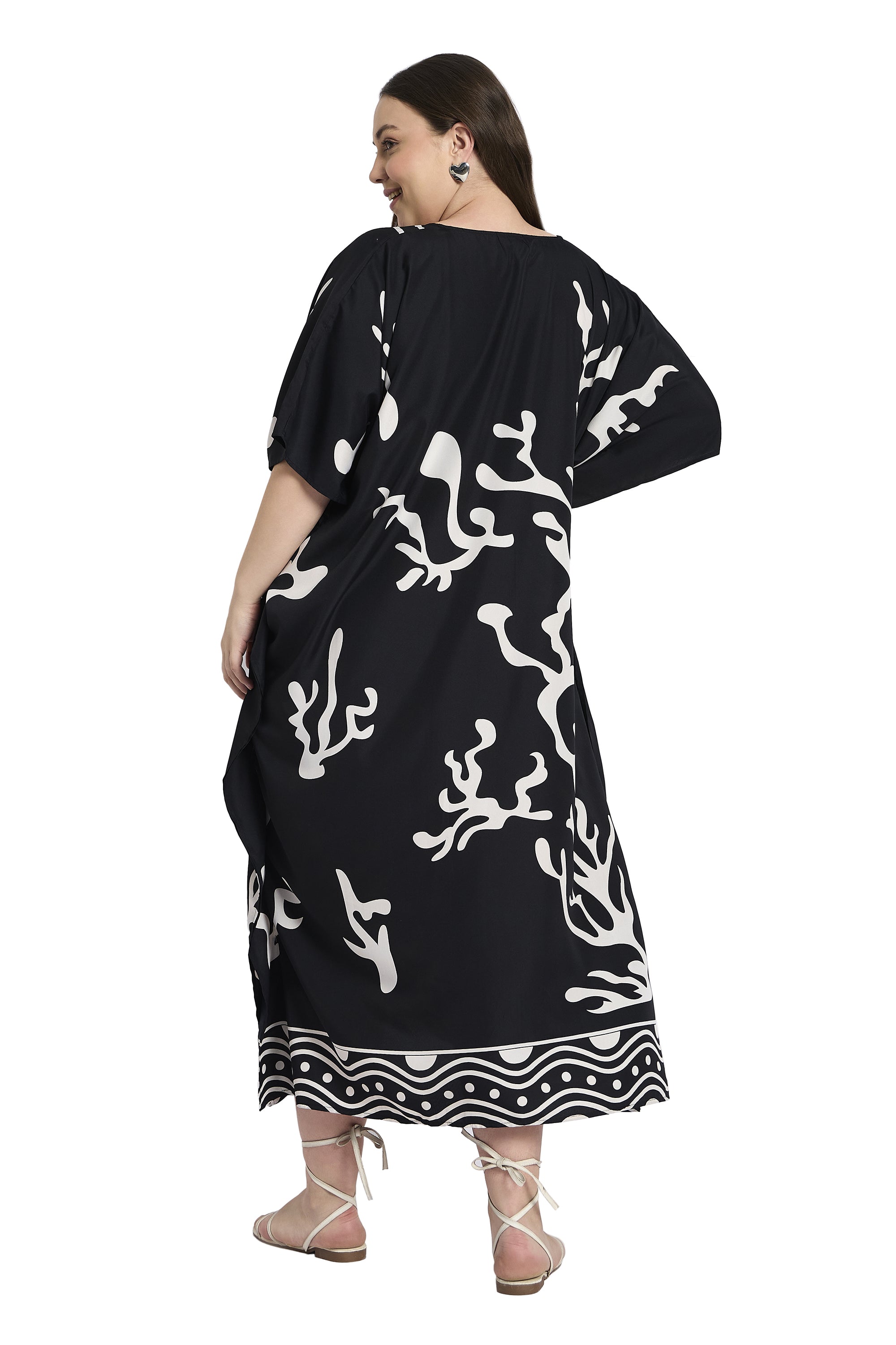 Gypsie Blu Abstract Print Women Plus Size Beach Caftan Dress