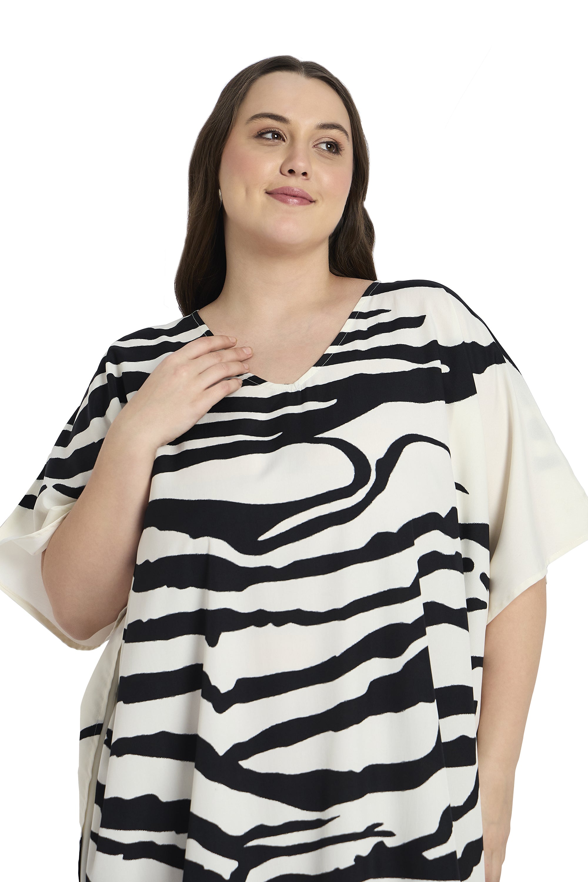 Striped Polyester Plus Size Loungewear Caftan Dress for Women
