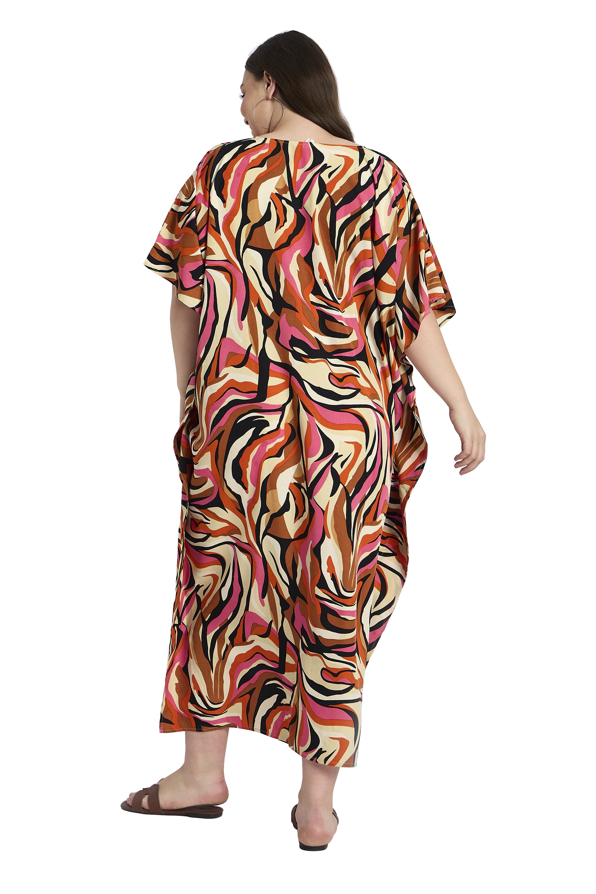 Multicolor Women Plus Size kaftan Dress For Beach Holiday