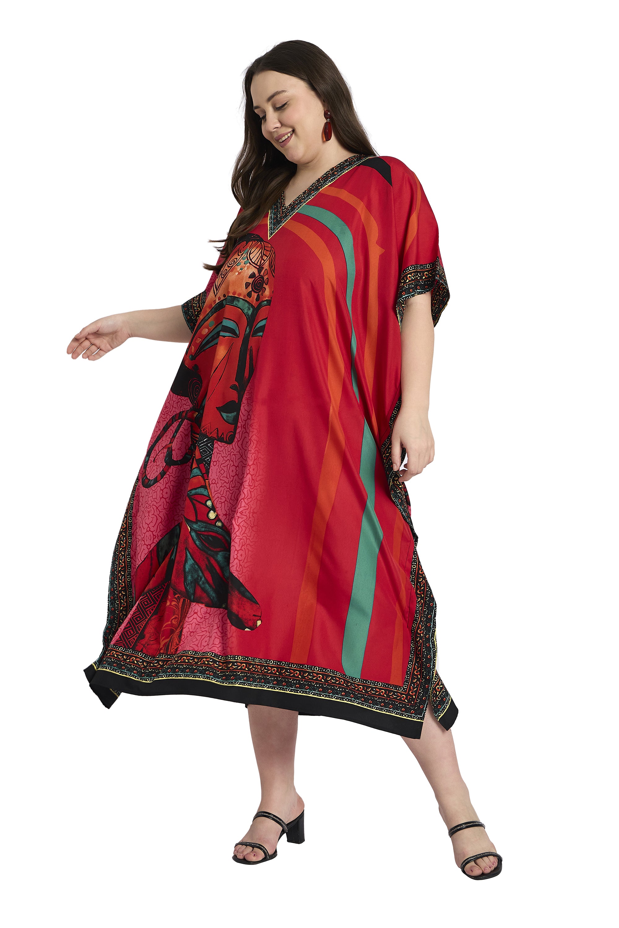 Lady Tribal Women Plus Size Polyester Beach Kaftan Dress for Women