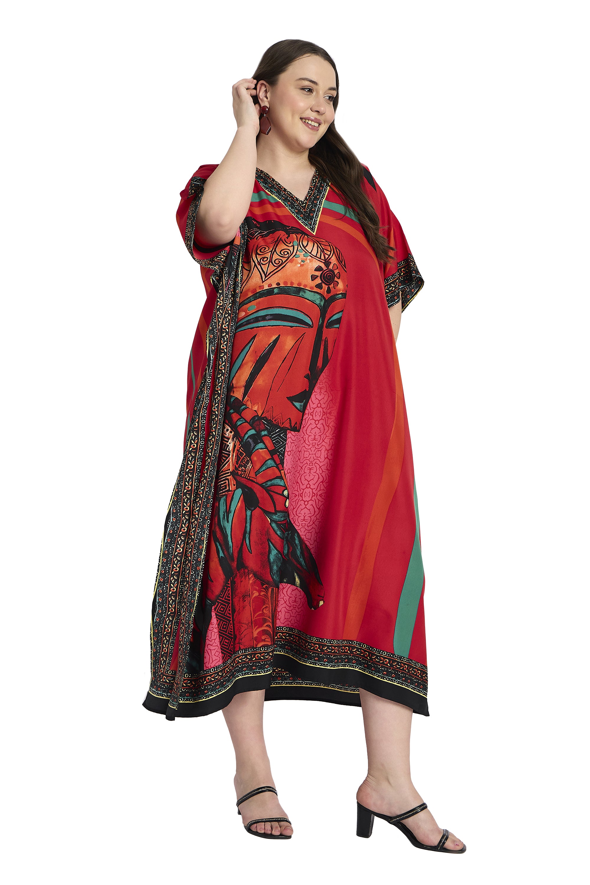 Lady Tribal Women Plus Size Polyester Beach Kaftan Dress for Women