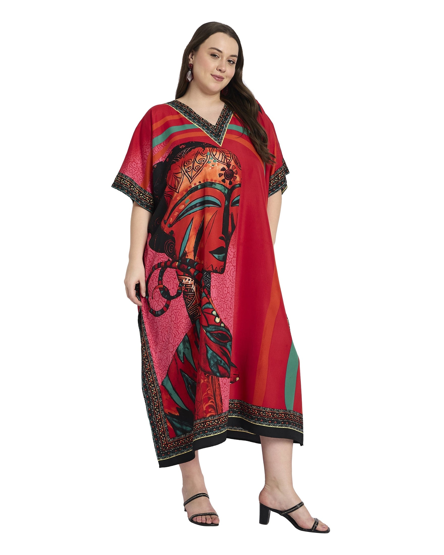 Lady Tribal Women Plus Size Polyester Beach Kaftan Dress for Women