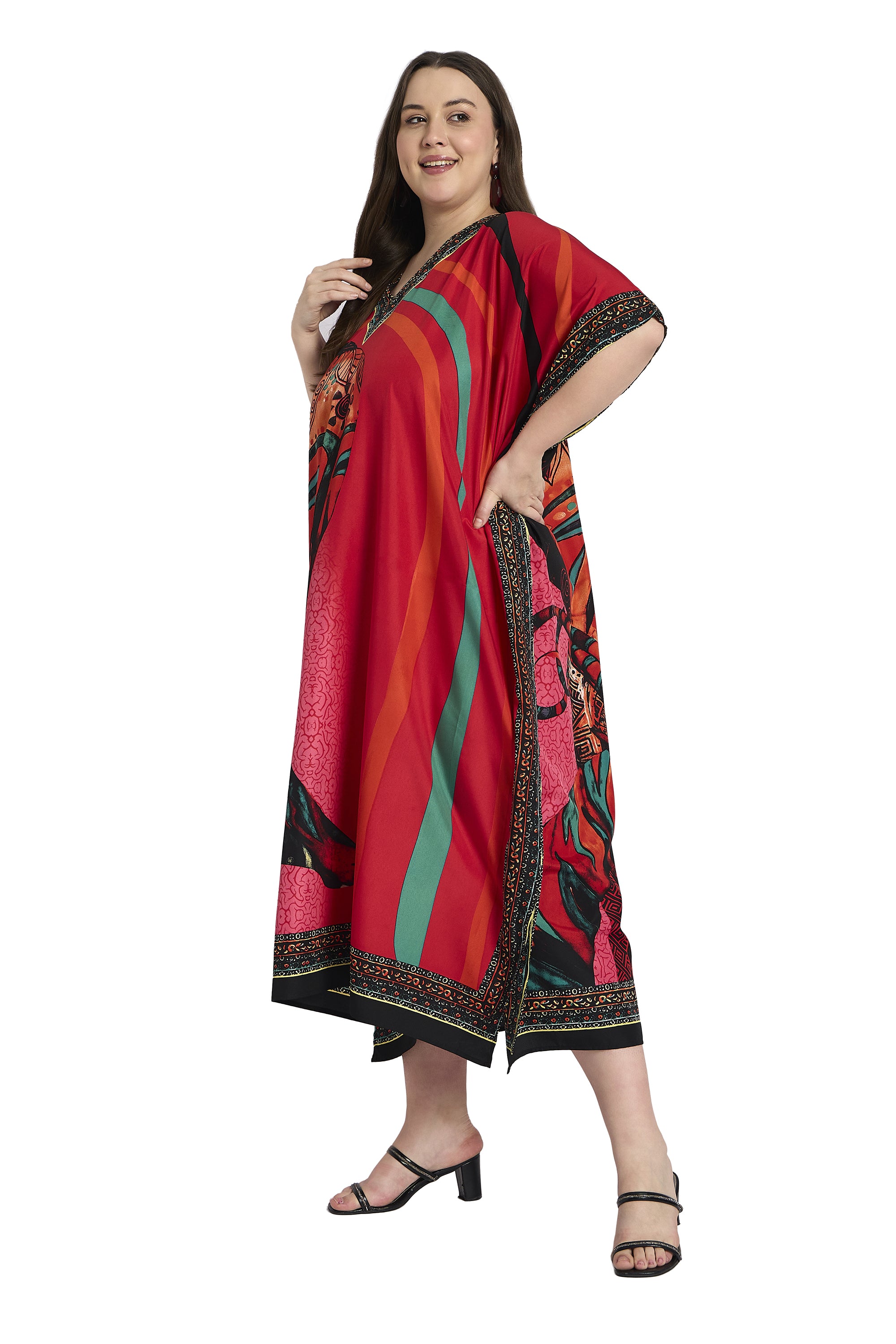Lady Tribal Women Plus Size Polyester Beach Kaftan Dress for Women