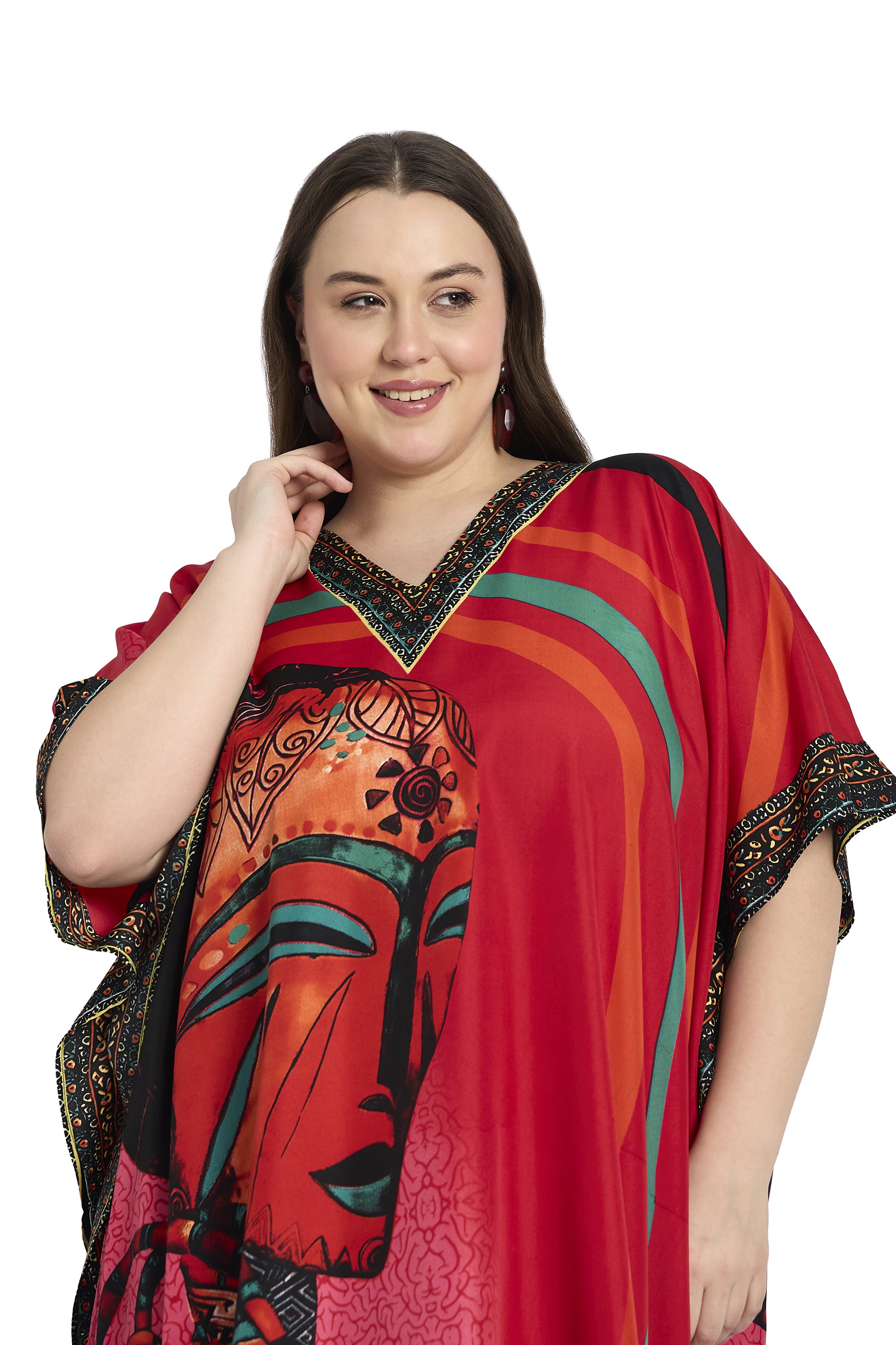 Lady Tribal Women Plus Size Polyester Beach Kaftan Dress for Women