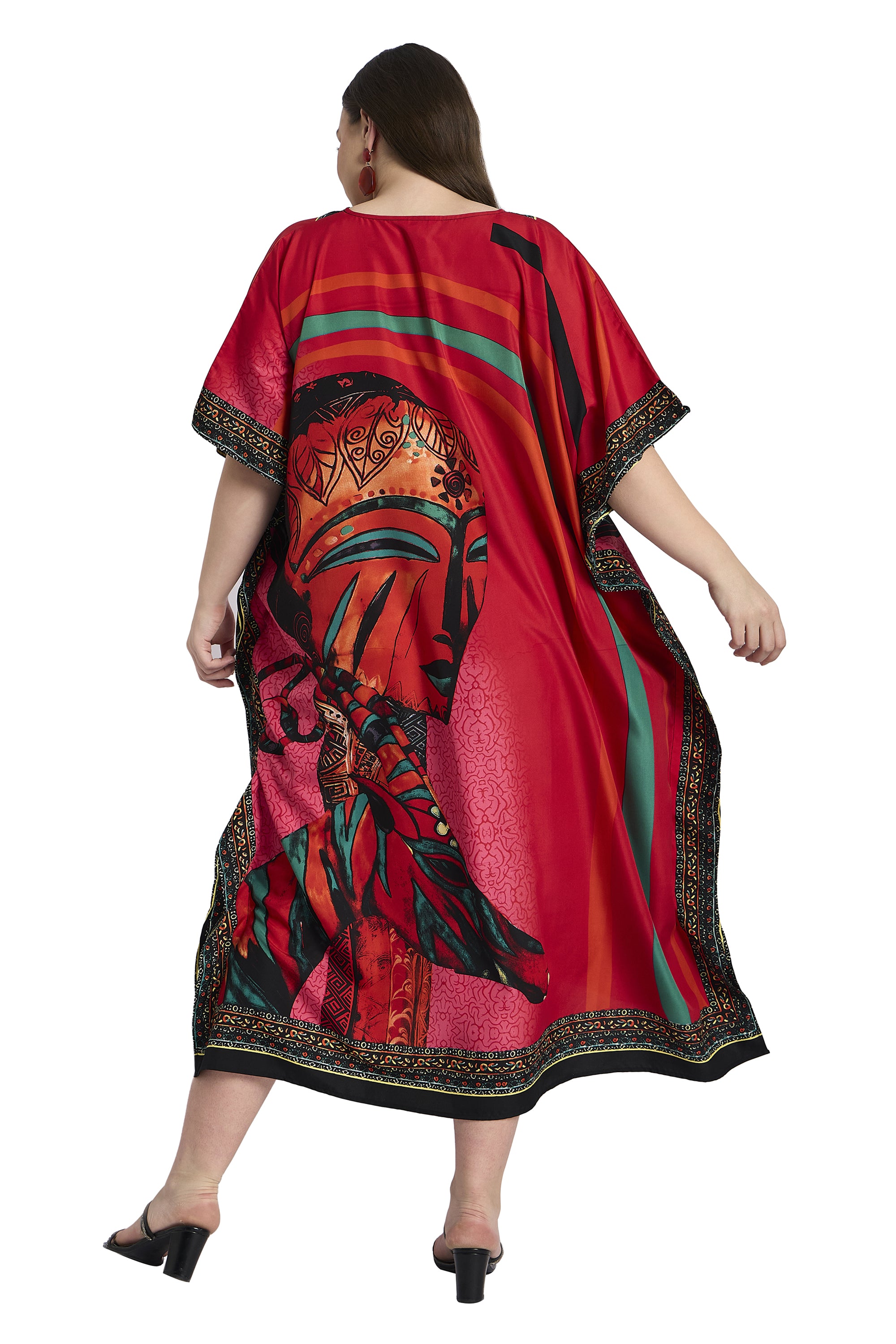 Lady Tribal Women Plus Size Polyester Beach Kaftan Dress for Women