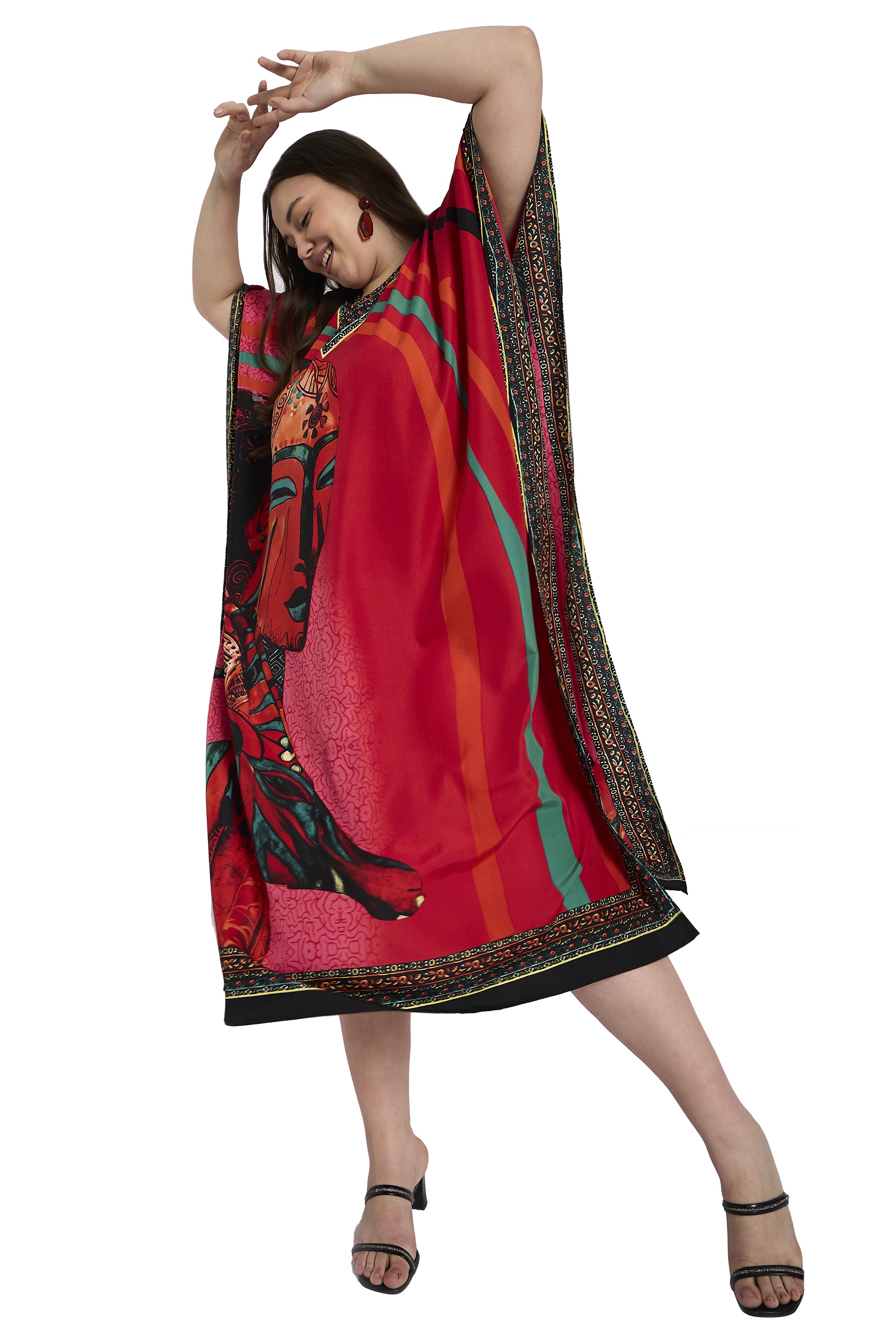 Lady Tribal Women Plus Size Polyester Beach Kaftan Dress for Women