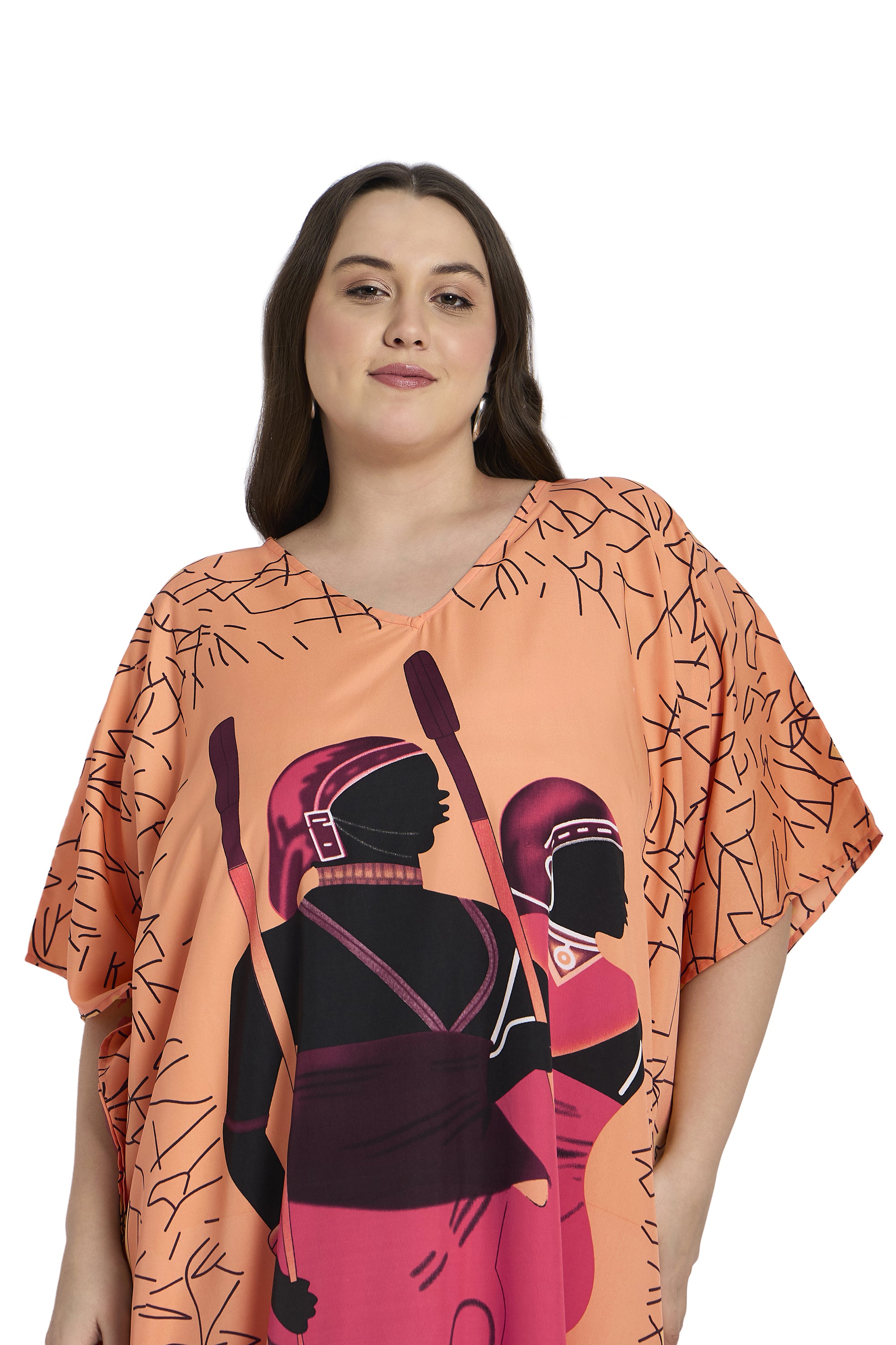 Tribal Print Plus Size Beach Kaftan Cover Up for Women