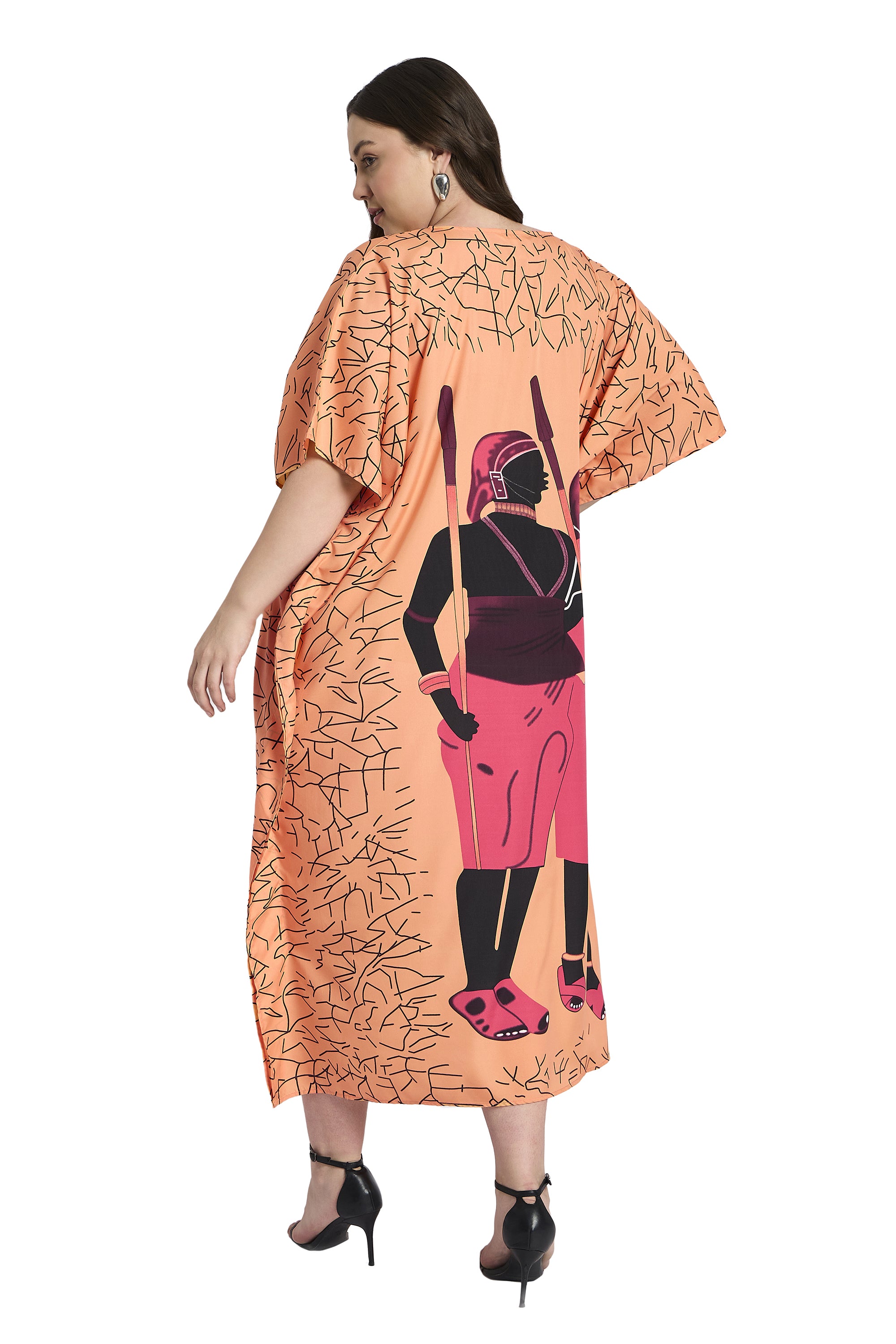 Tribal Print Plus Size Beach Kaftan Cover Up for Women