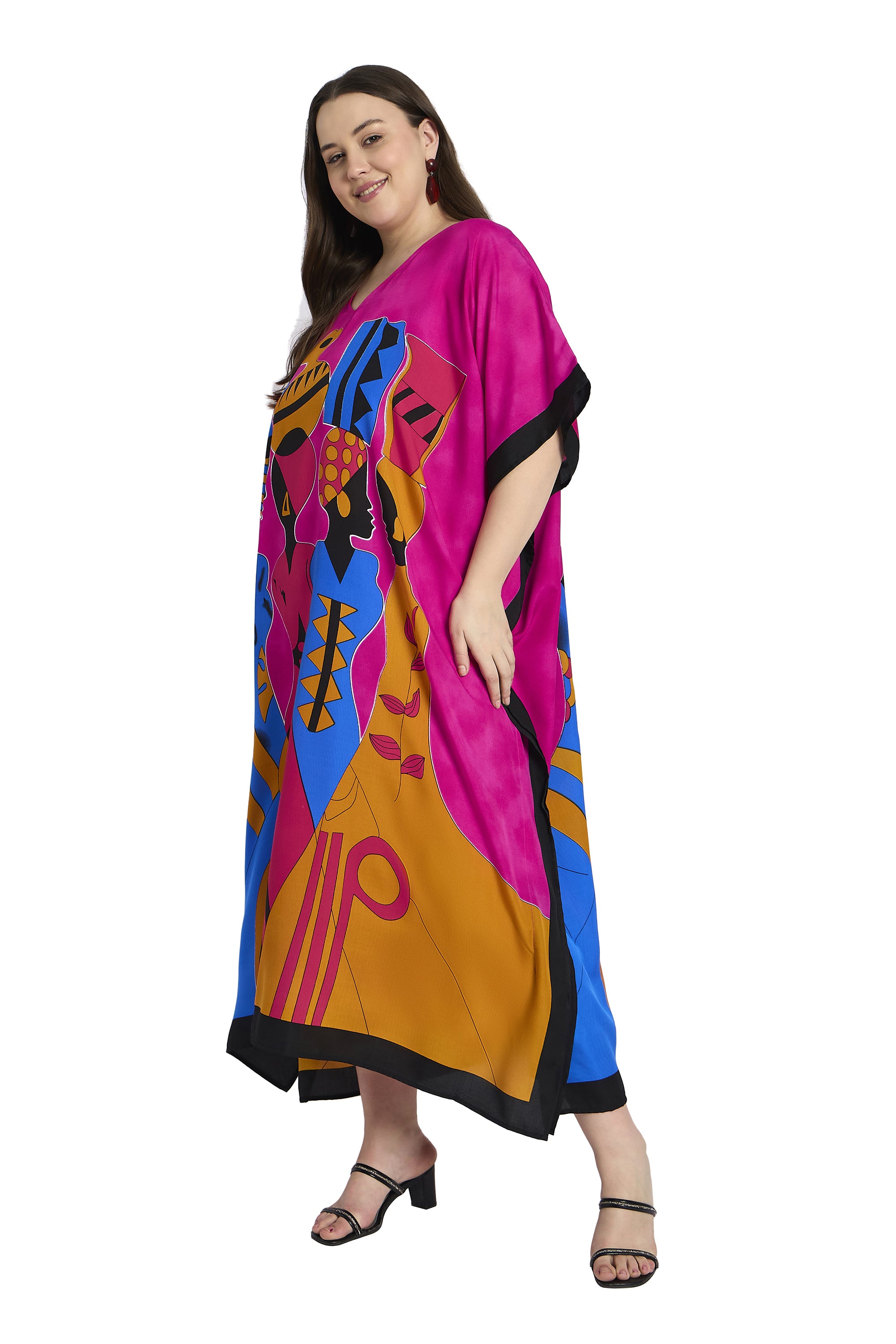 Pink Tribal Plus Size Caftan Dress for Women