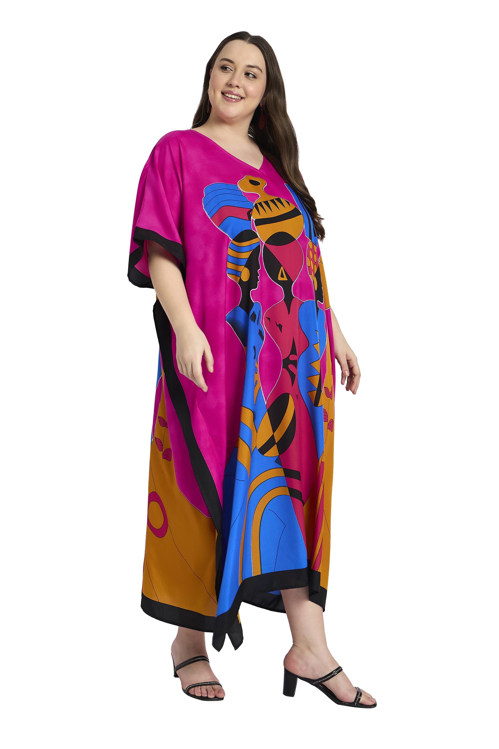 Pink Tribal Plus Size Caftan Dress for Women