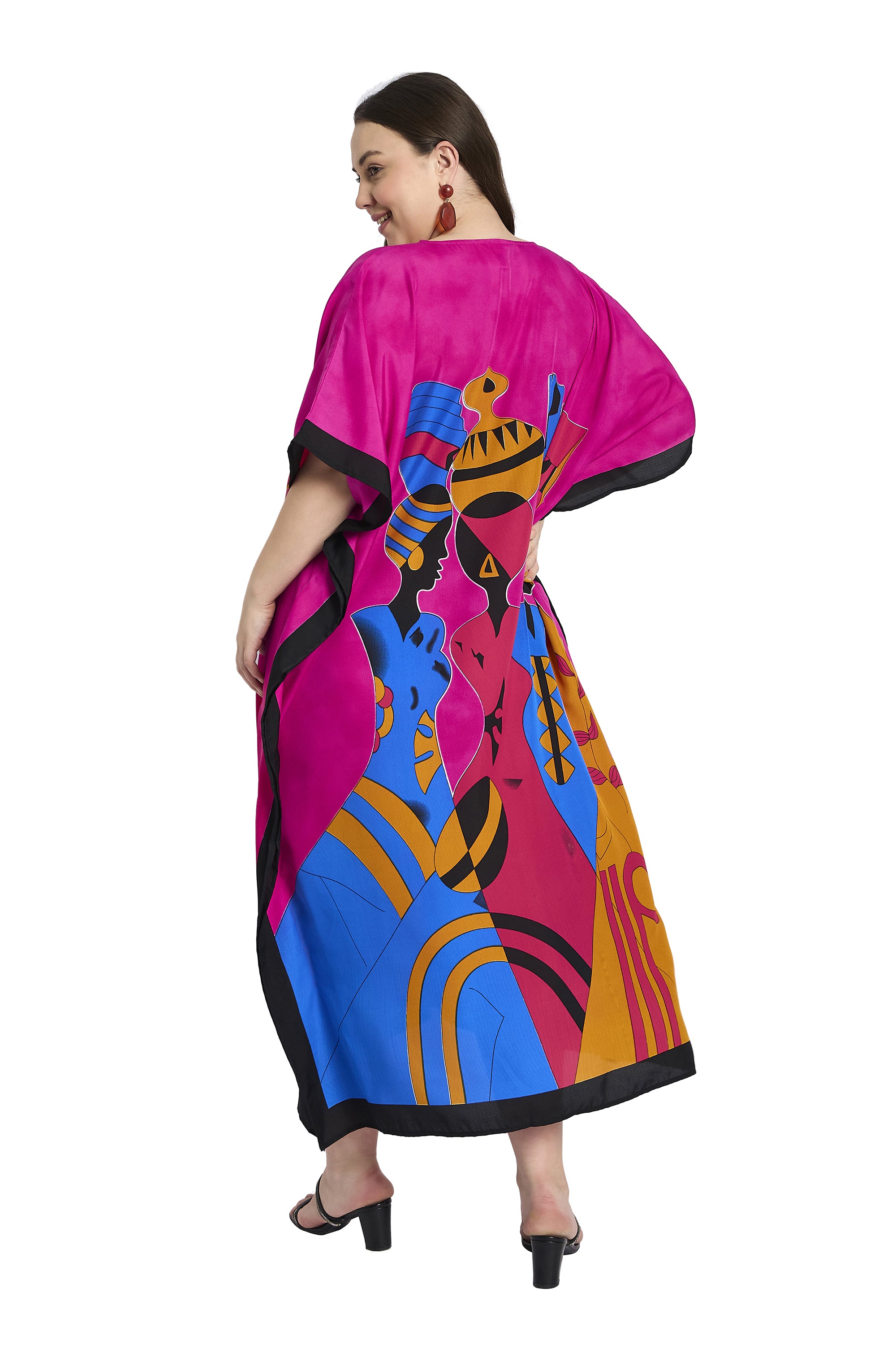 Pink Tribal Plus Size Caftan Dress for Women