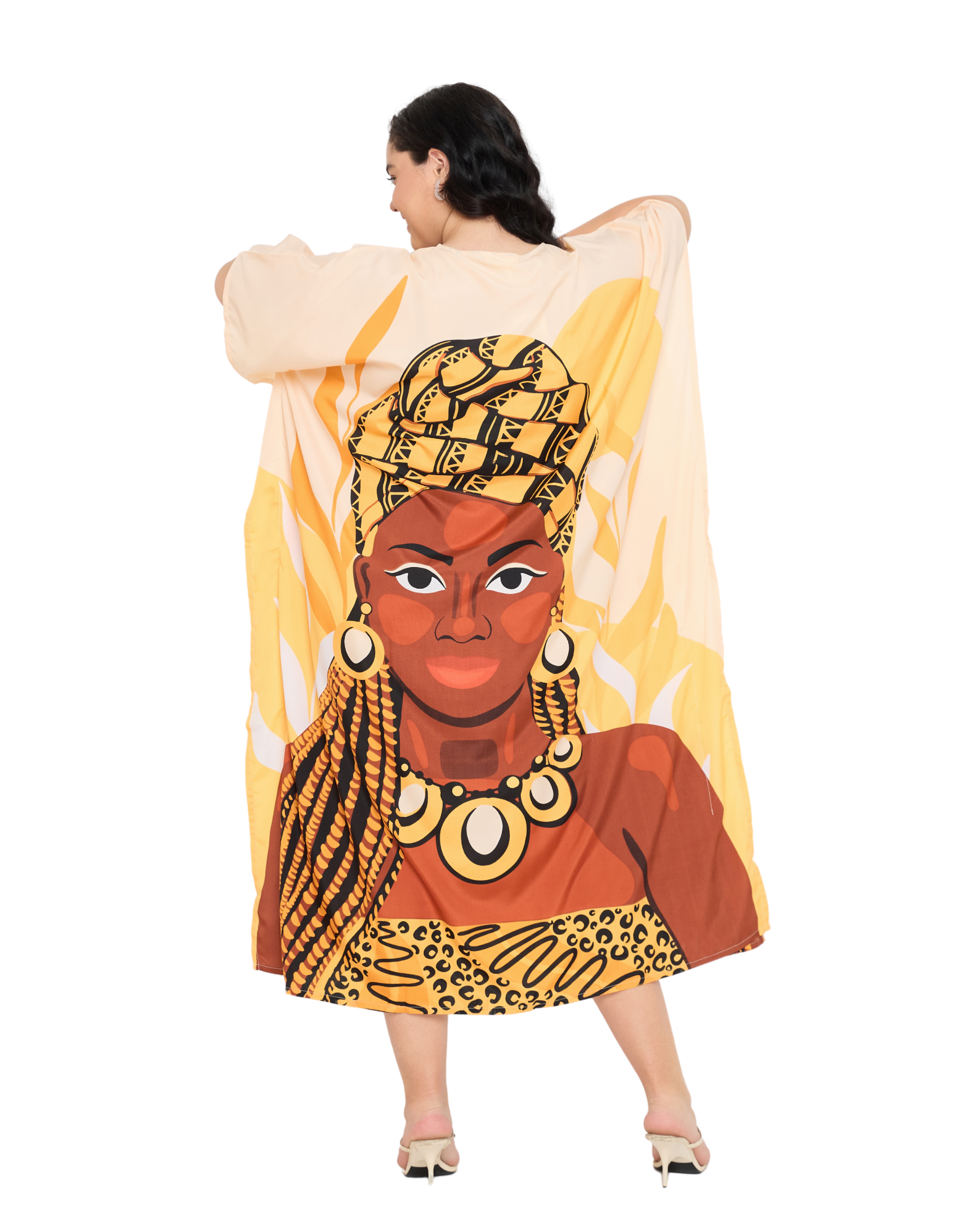 Polyester Yellow Summer Plus Size Tribal Kaftan for Women