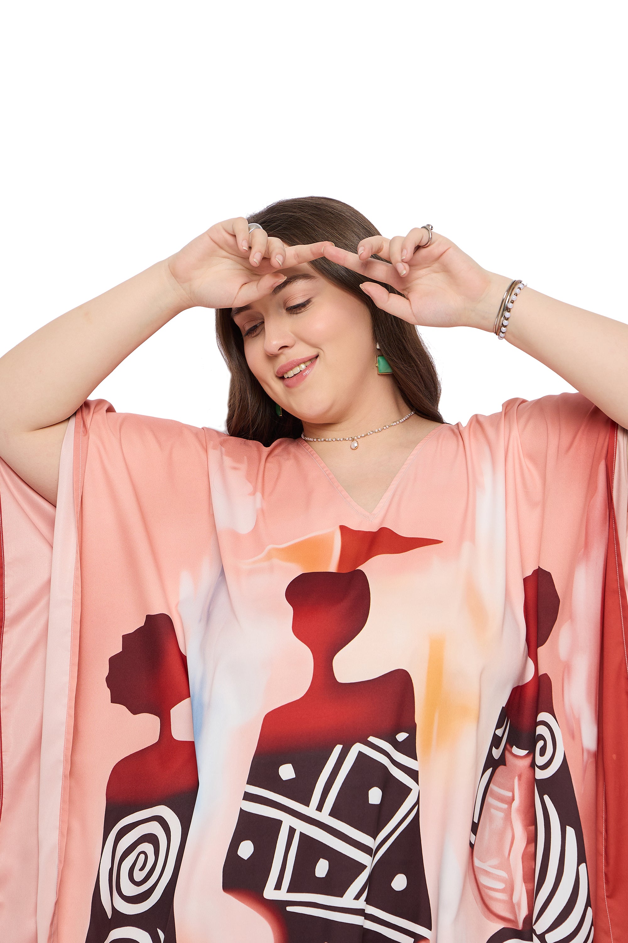 Lady Print Polyester Women Plus Size Summer Kaftan Dress